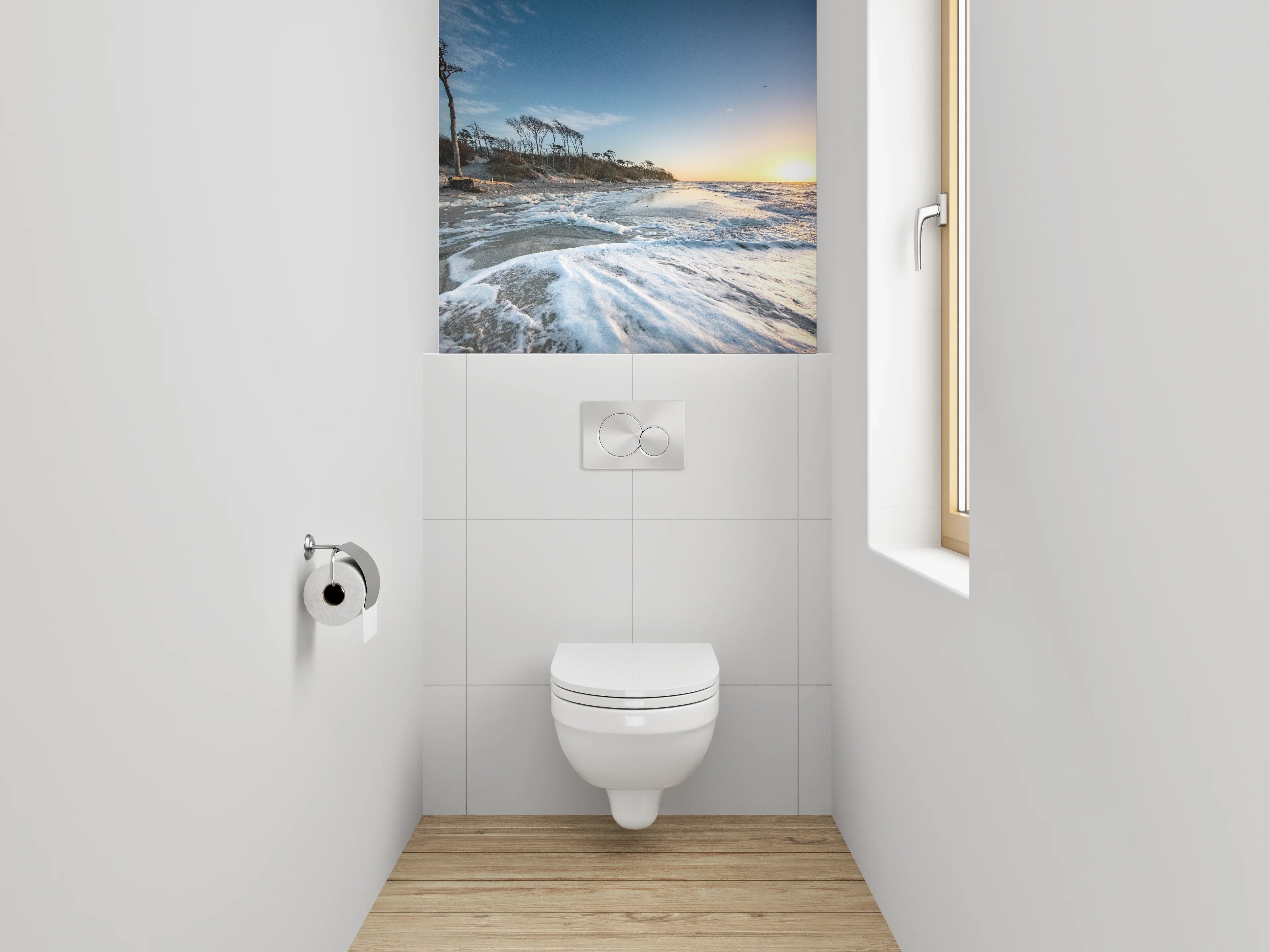 WC-Rückwand - Sonnenuntergang am wilden Ostseestrand