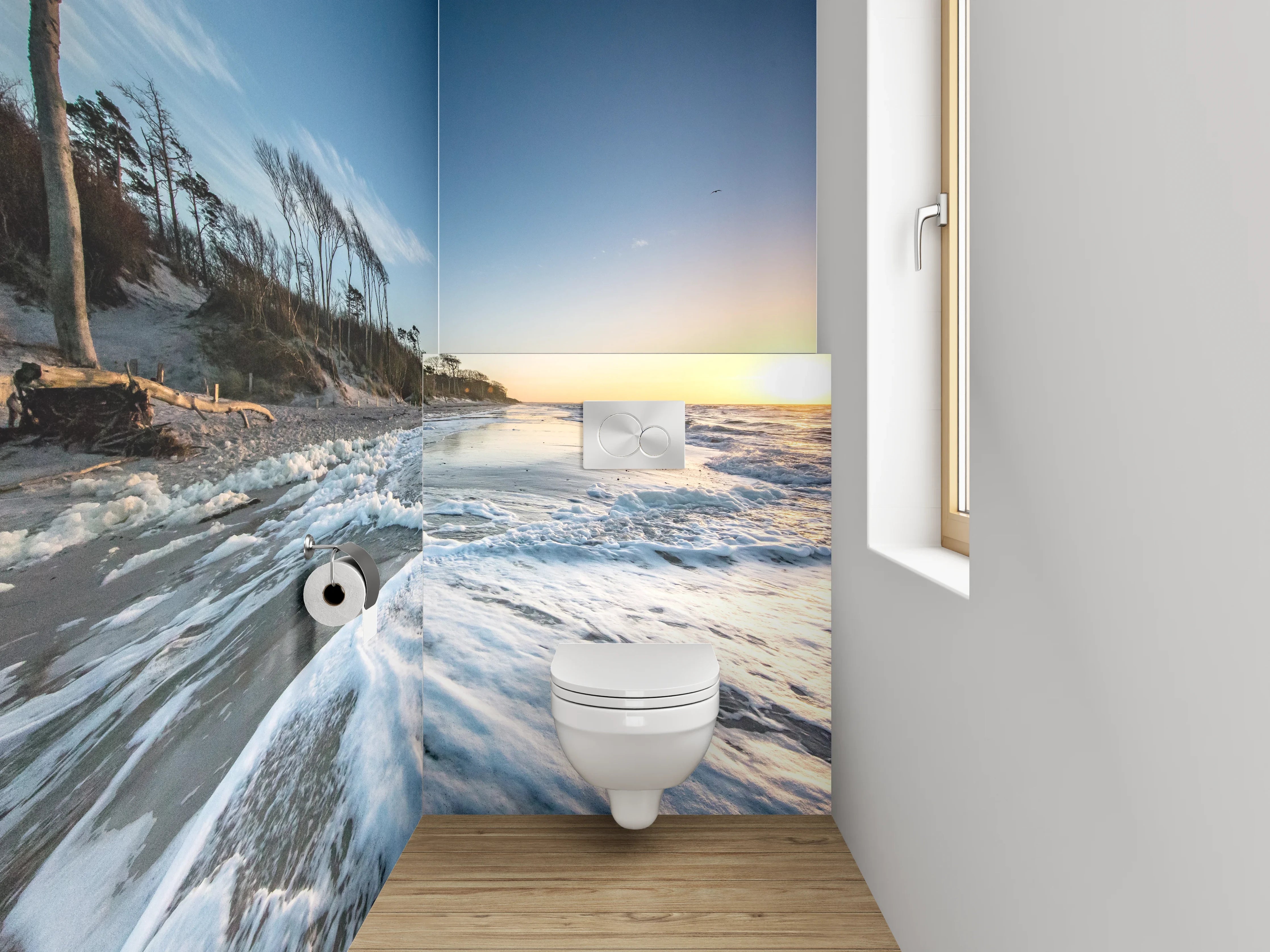 WC-Rückwand - Sonnenuntergang am wilden Ostseestrand