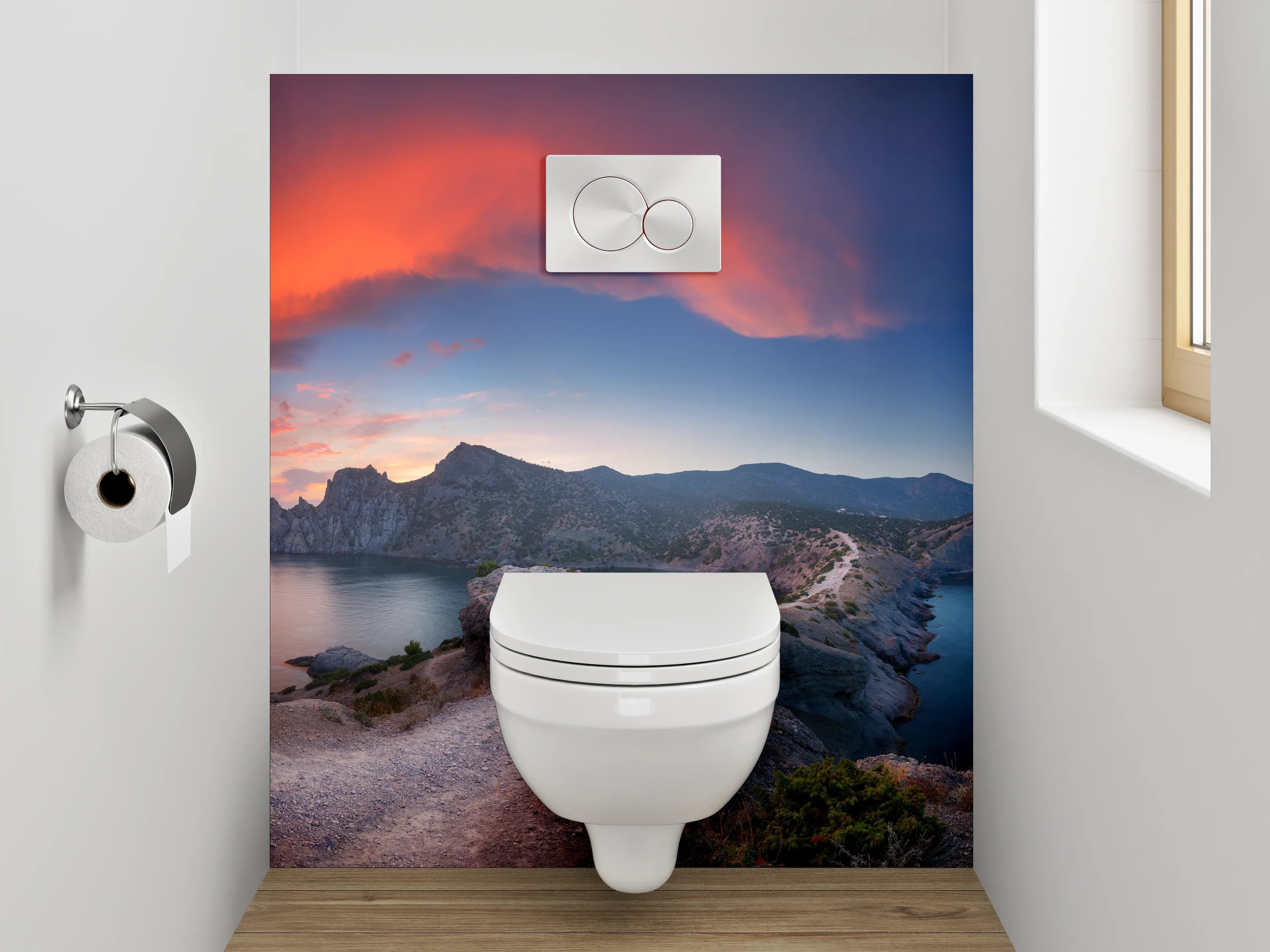 WC-Rückwand - Sonnenuntergang an der Küstenlandschaft