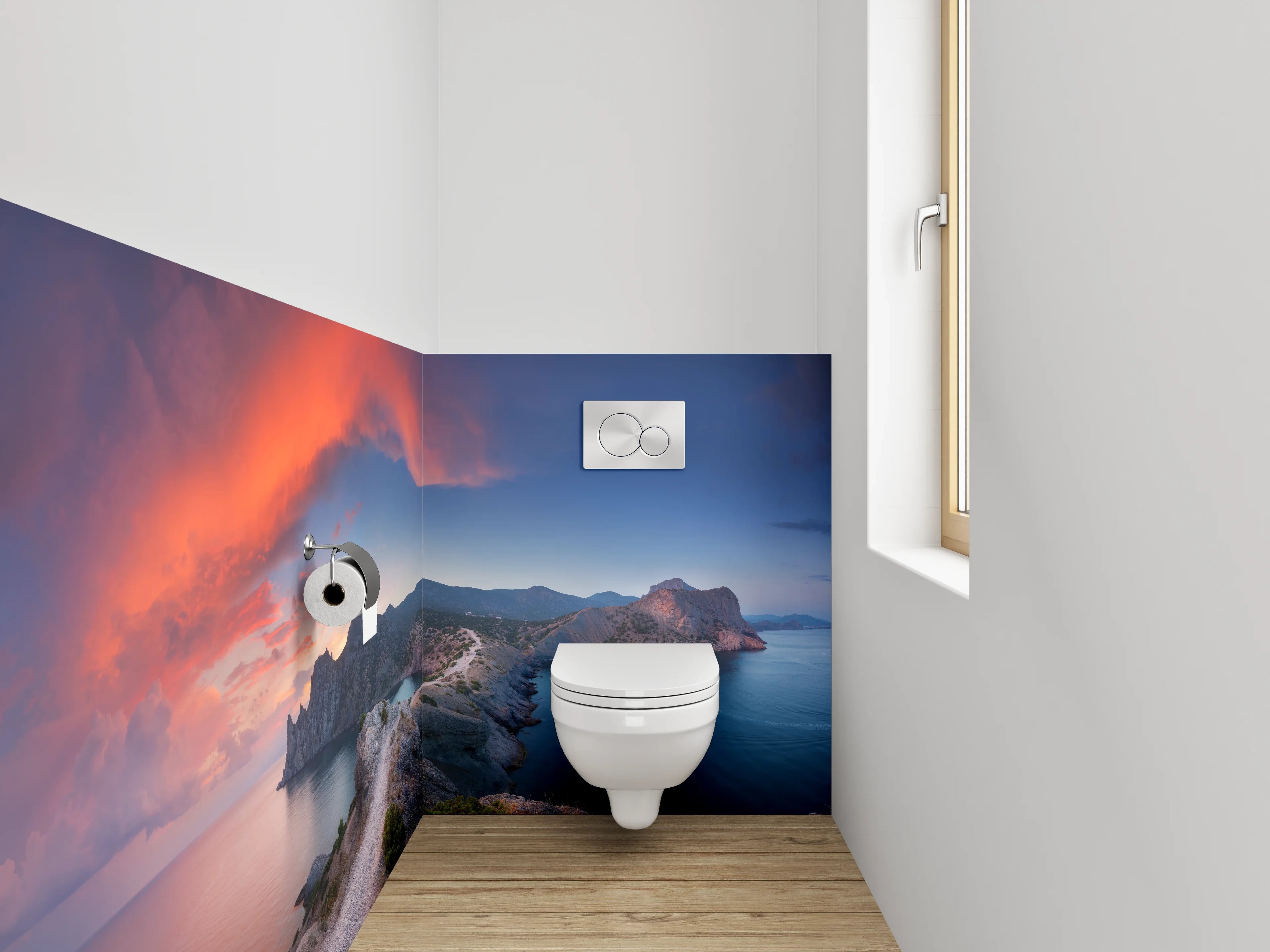 WC-Rückwand - Sonnenuntergang an der Küstenlandschaft