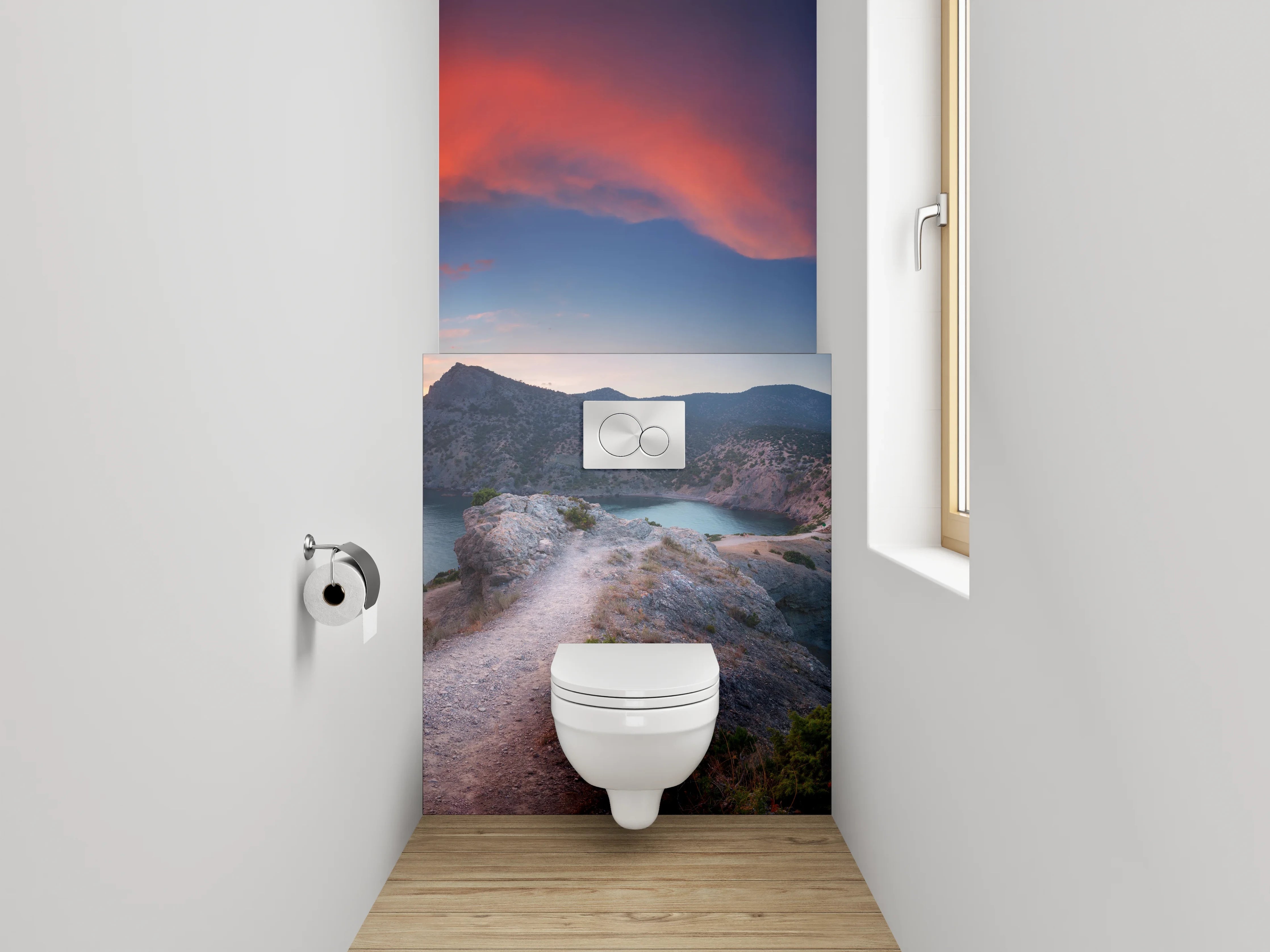 WC-Rückwand - Sonnenuntergang an der Küstenlandschaft