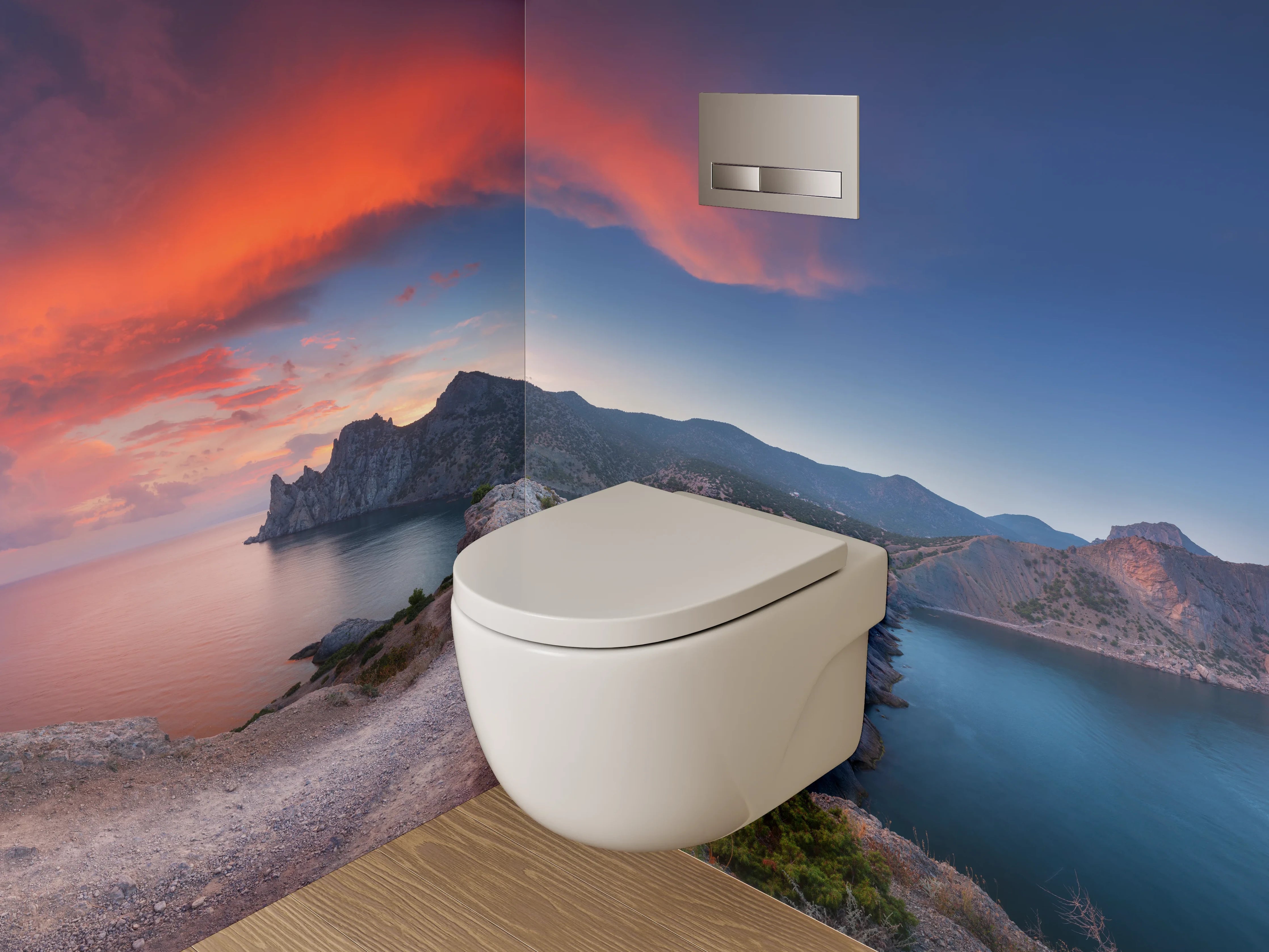 WC-Rückwand - Sonnenuntergang an der Küstenlandschaft