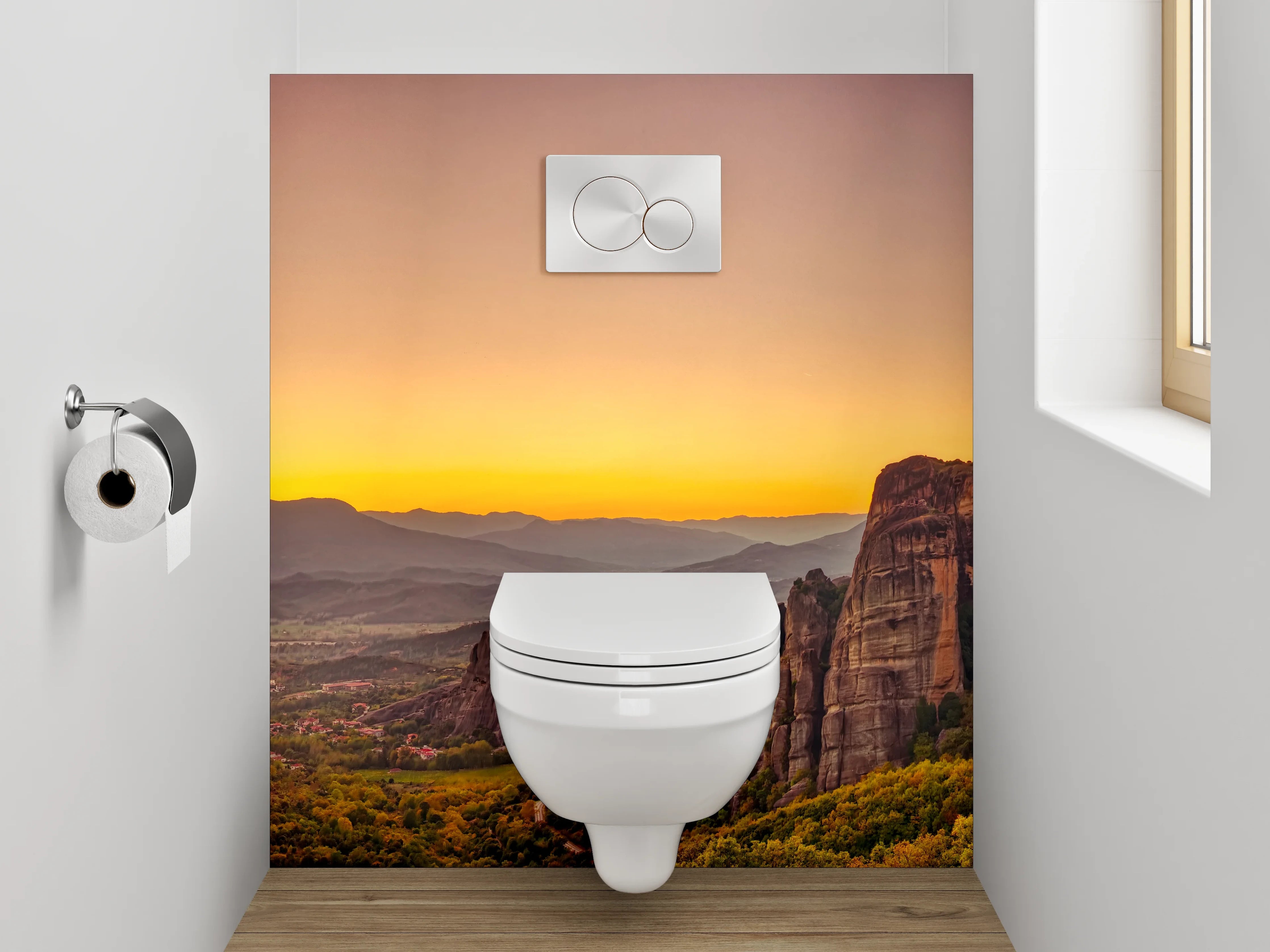 WC-Rückwand - Sonnenuntergang in Felslandschaft Panorama
