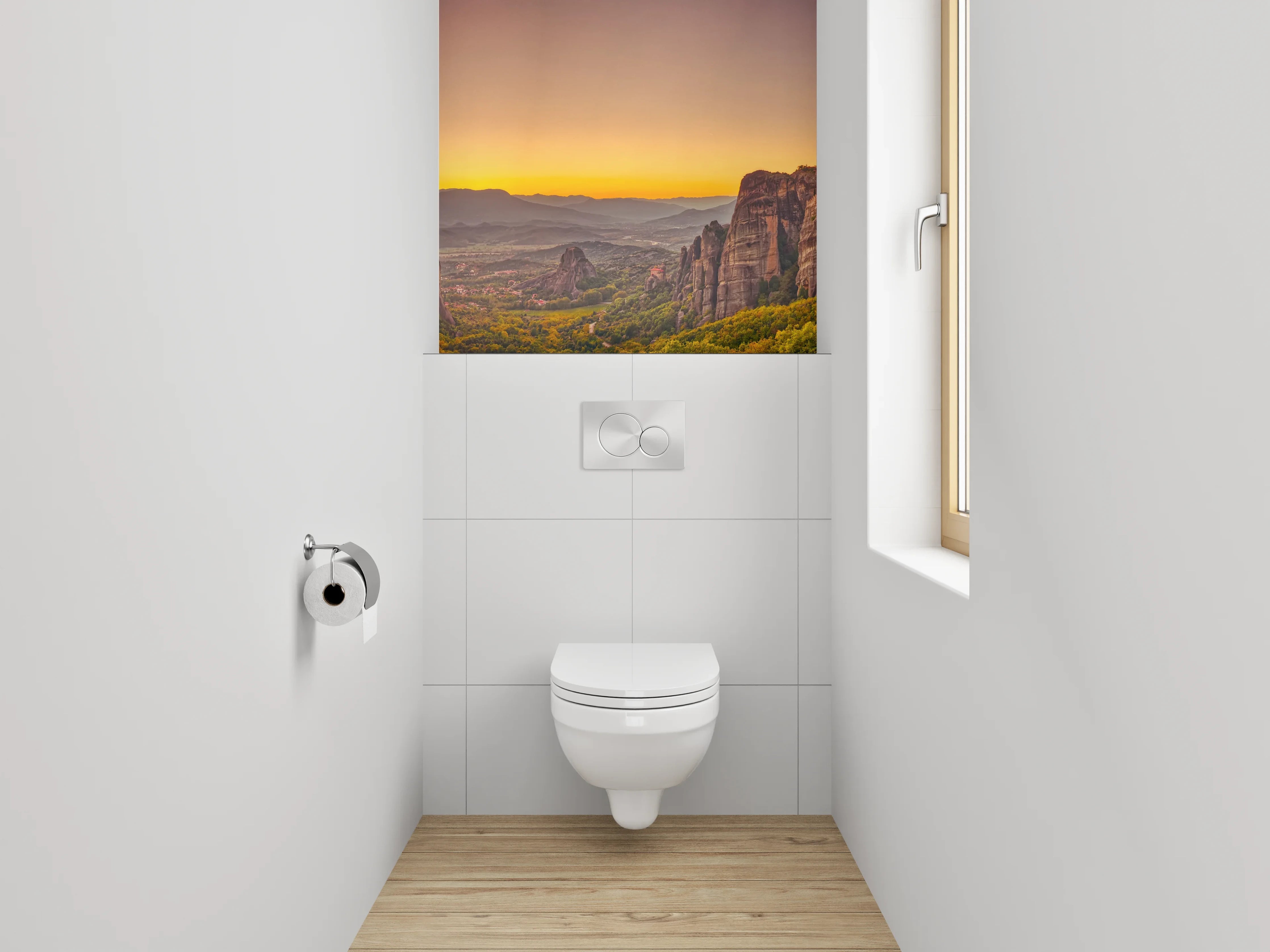 WC-Rückwand - Sonnenuntergang in Felslandschaft Panorama