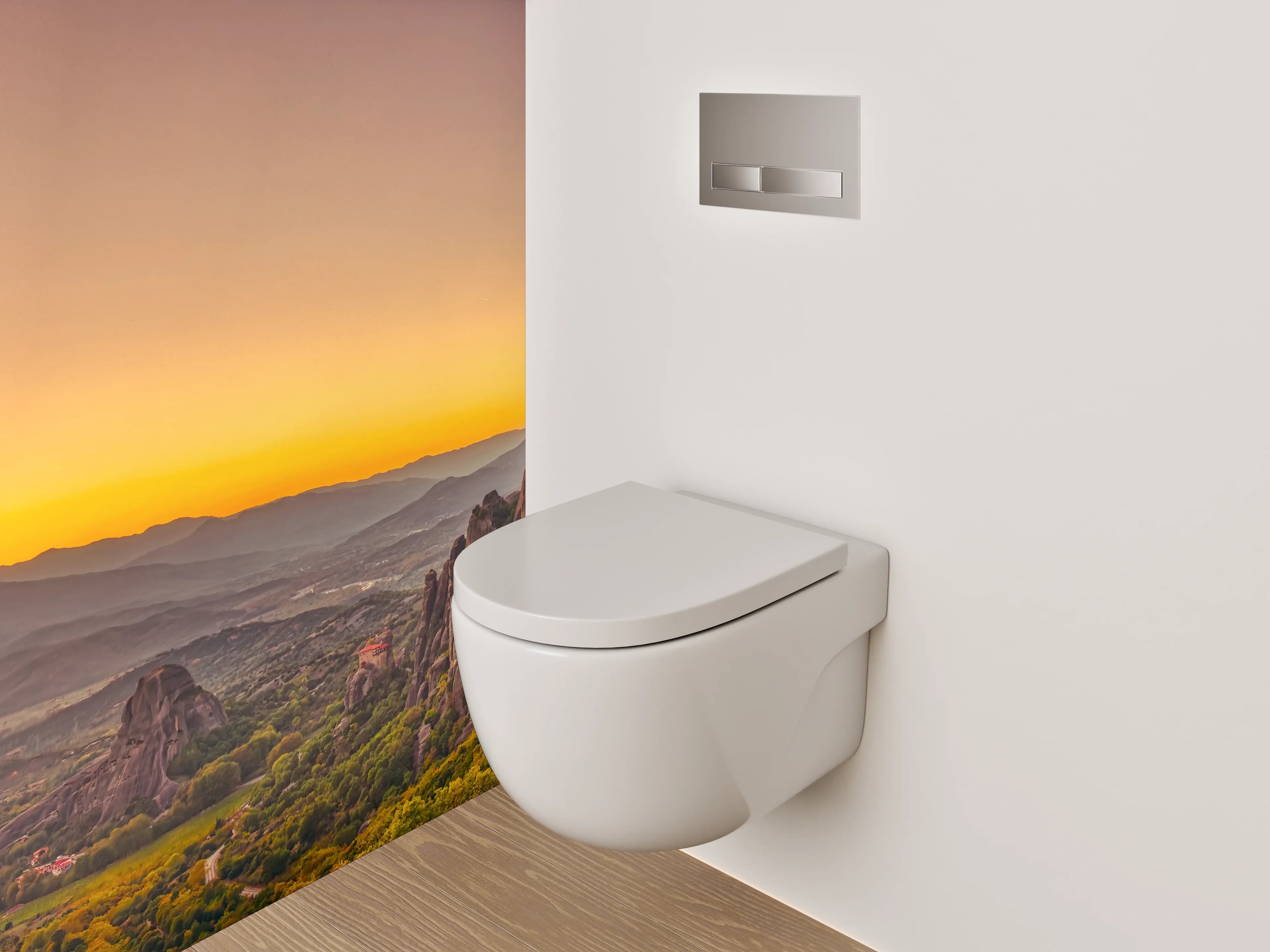 WC-Rückwand - Sonnenuntergang in Felslandschaft Panorama