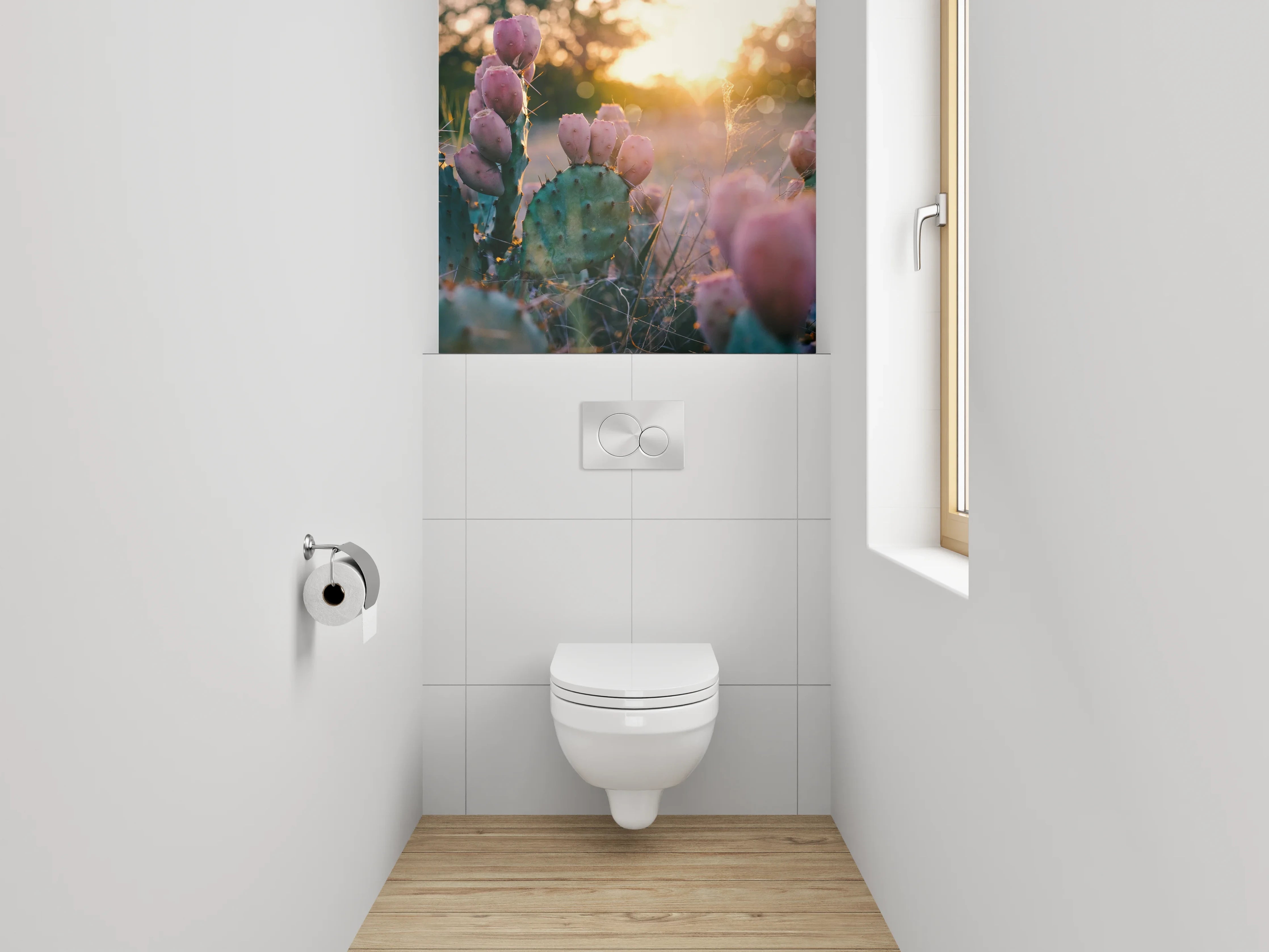 WC-Rückwand - Sonnenuntergang mit Kaktusblüten