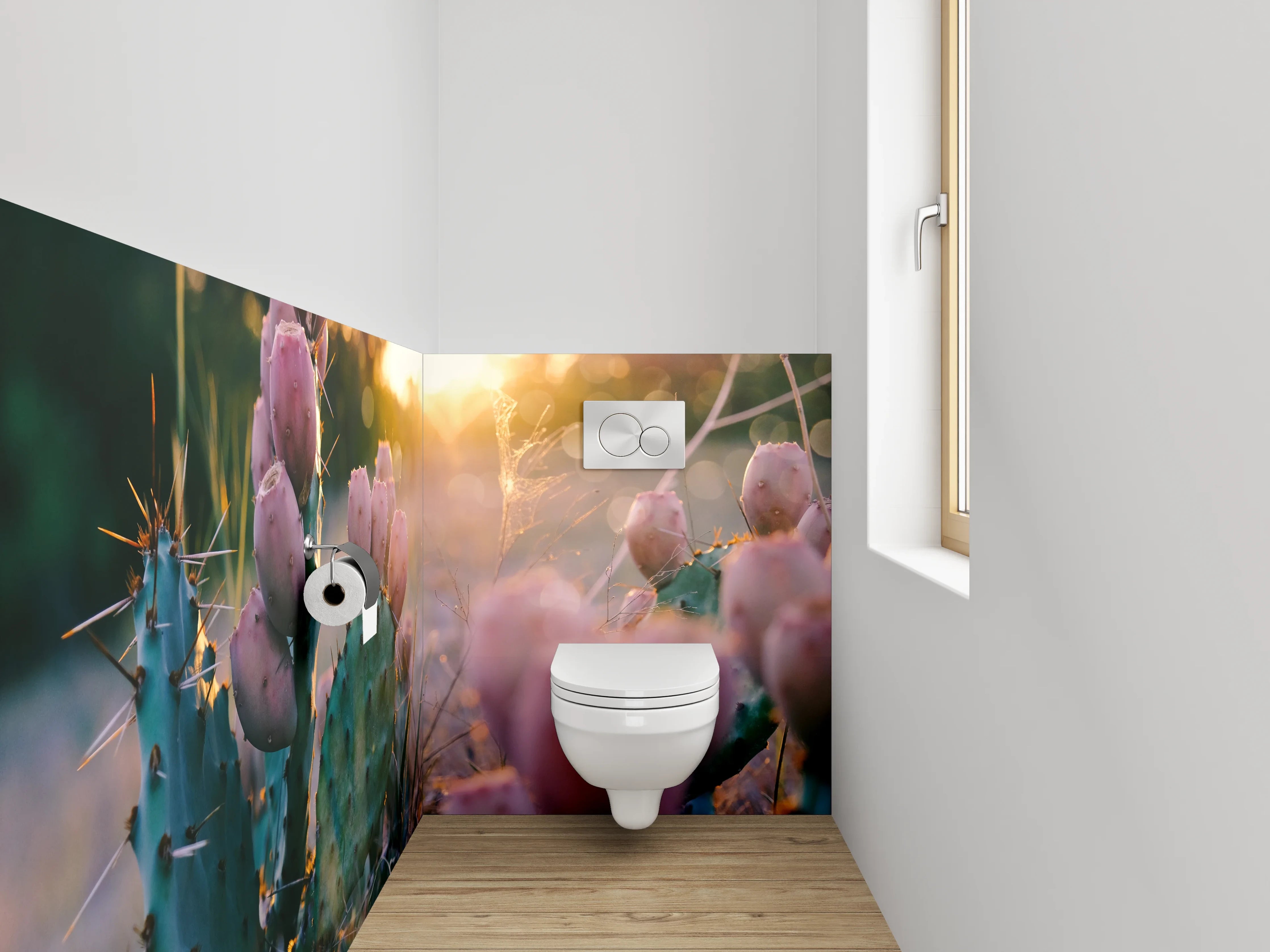 WC-Rückwand - Sonnenuntergang mit Kaktusblüten