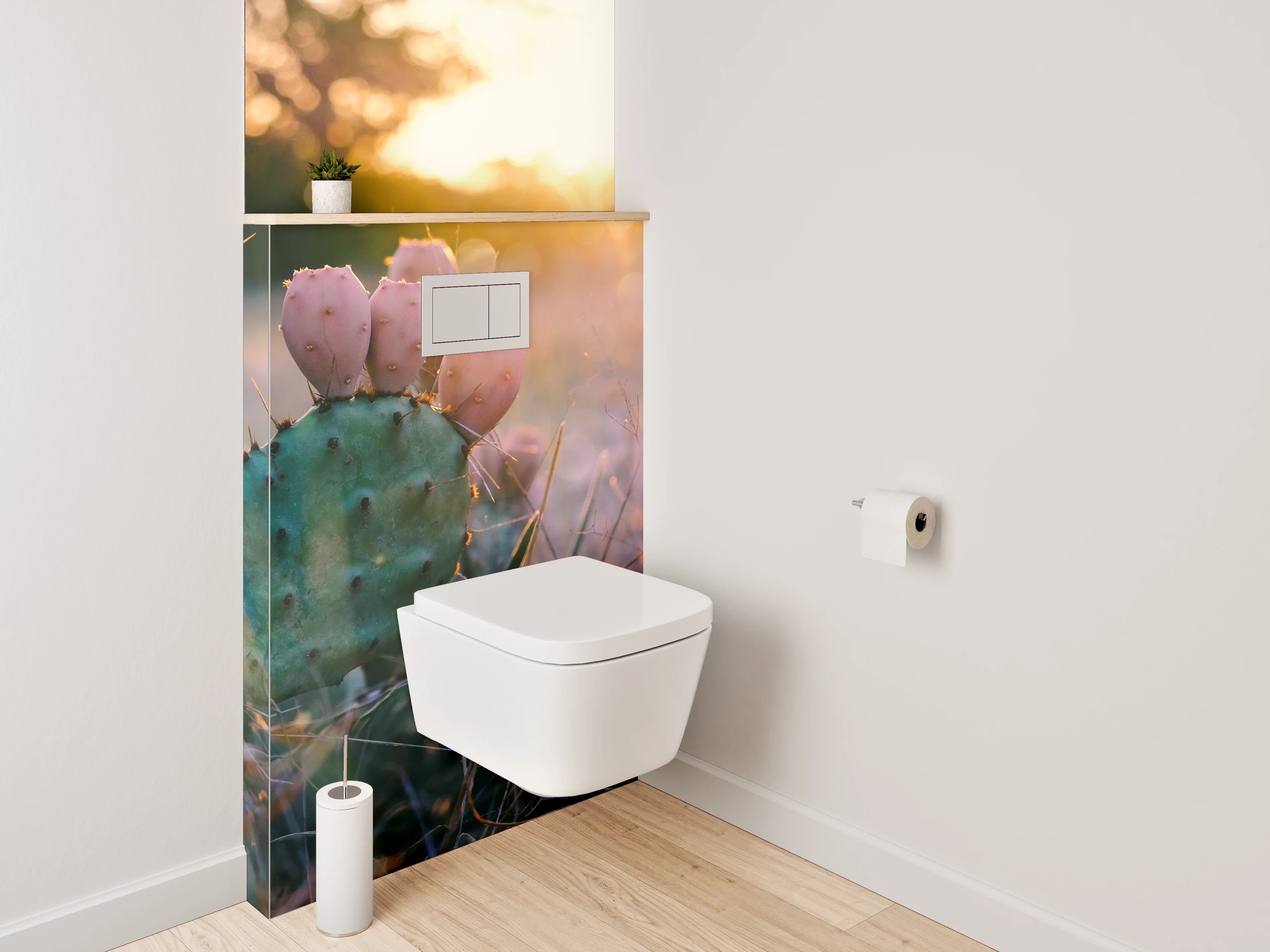 WC-Rückwand - Sonnenuntergang mit Kaktusblüten