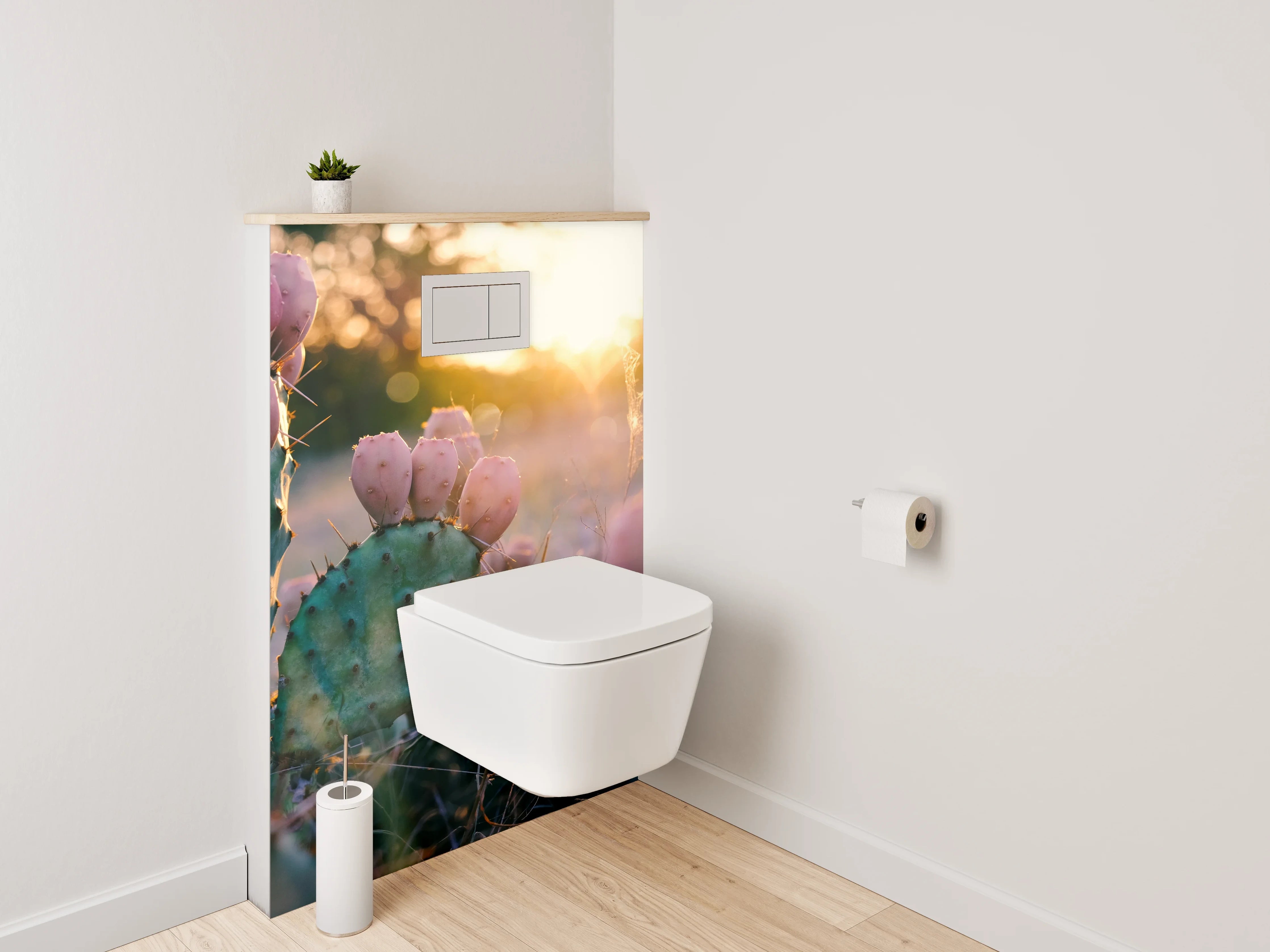 WC-Rückwand - Sonnenuntergang mit Kaktusblüten