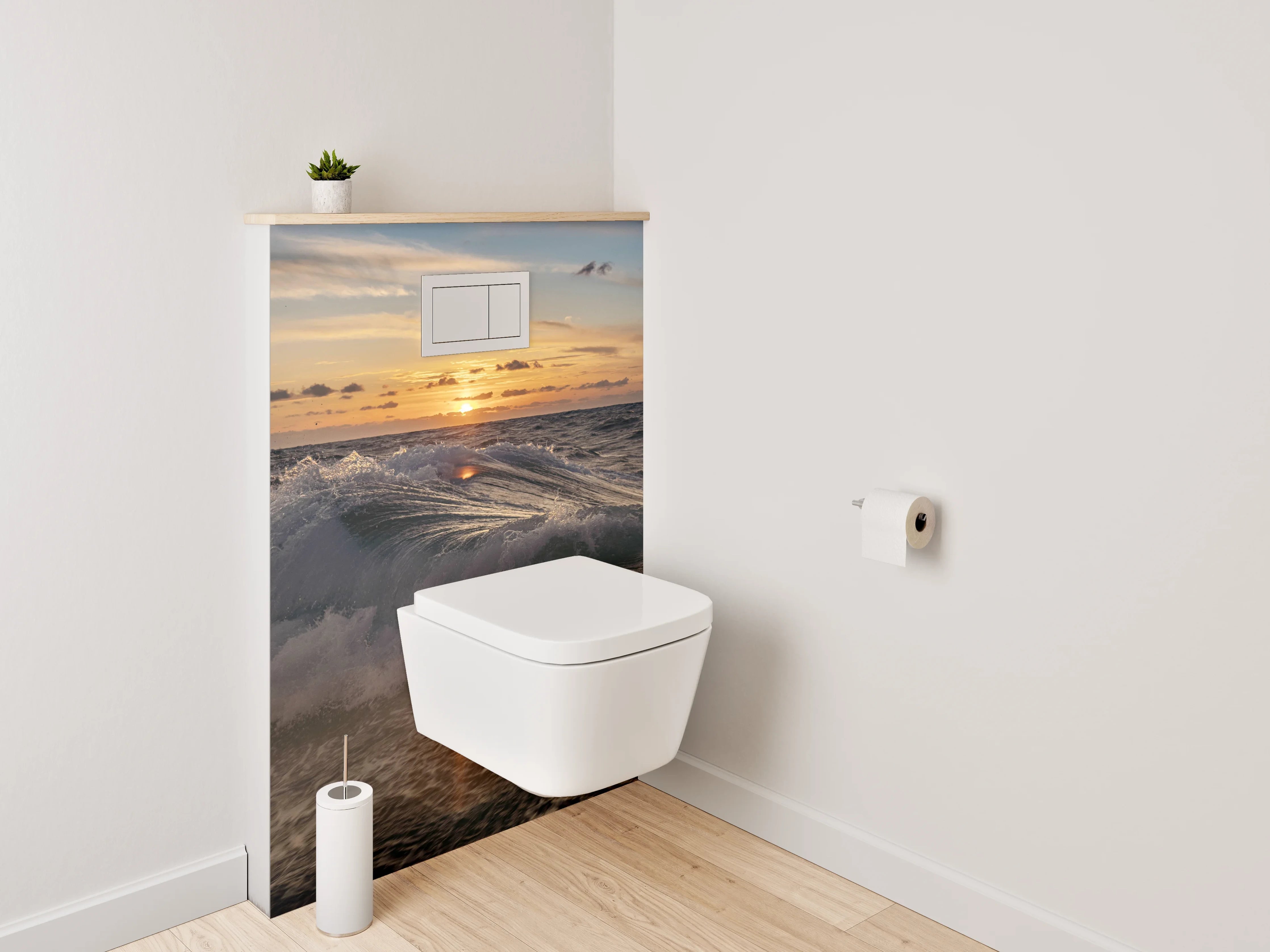 WC-Rückwand - Sonnenuntergang über bewegtem Meer