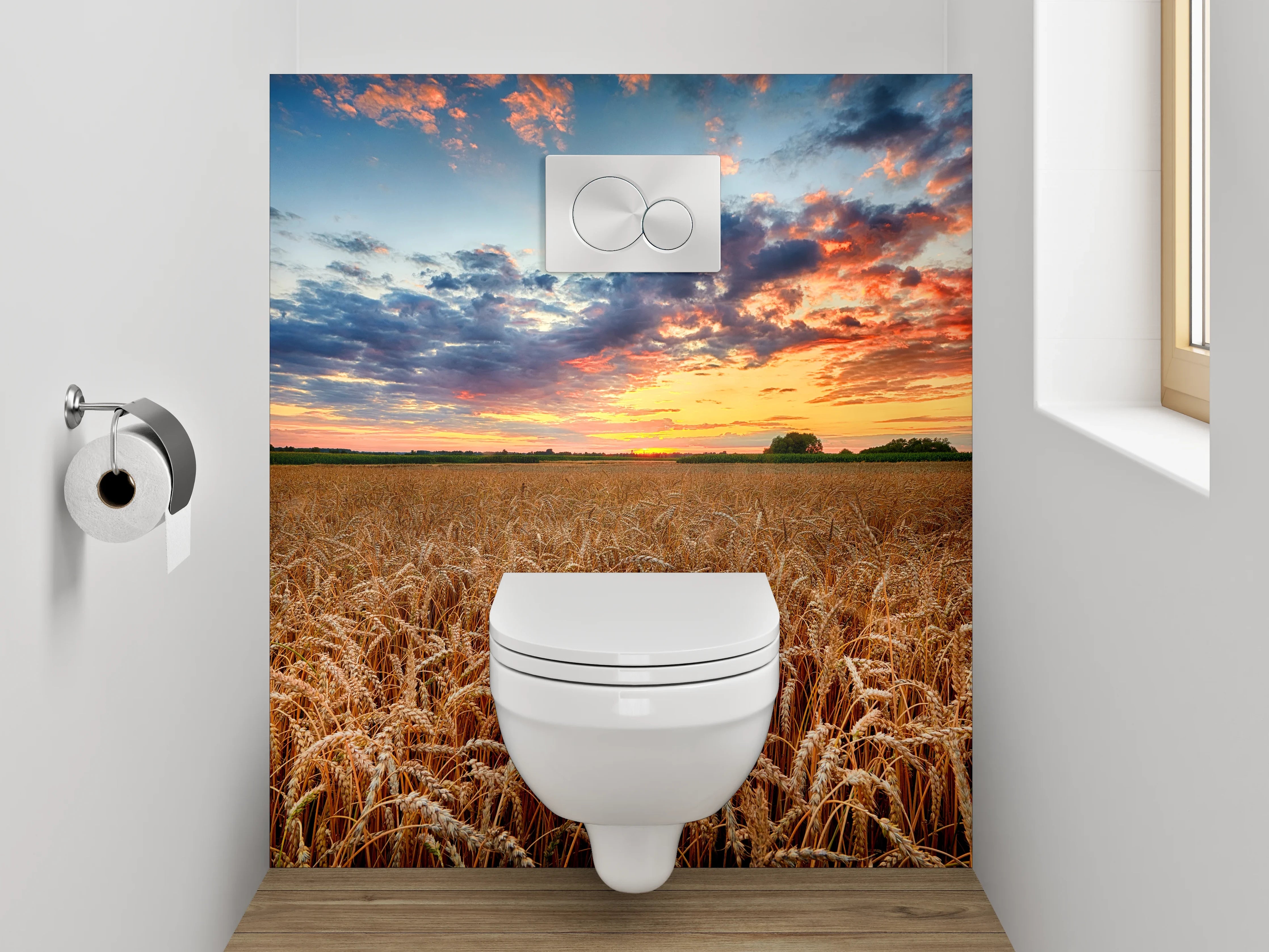 WC-Rückwand - Sonnenuntergang über goldenem Weizenfeld
