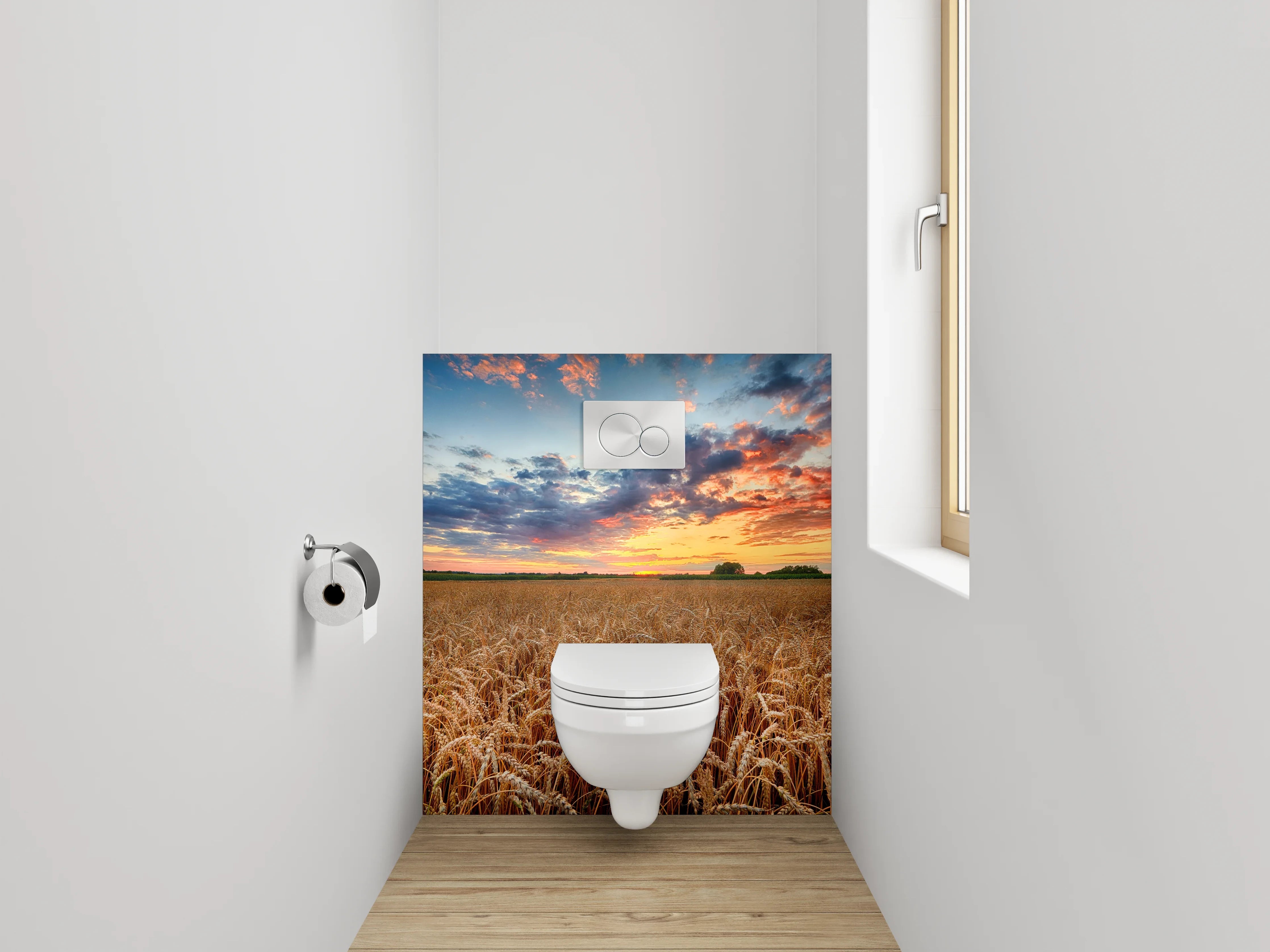 WC-Rückwand - Sonnenuntergang über goldenem Weizenfeld