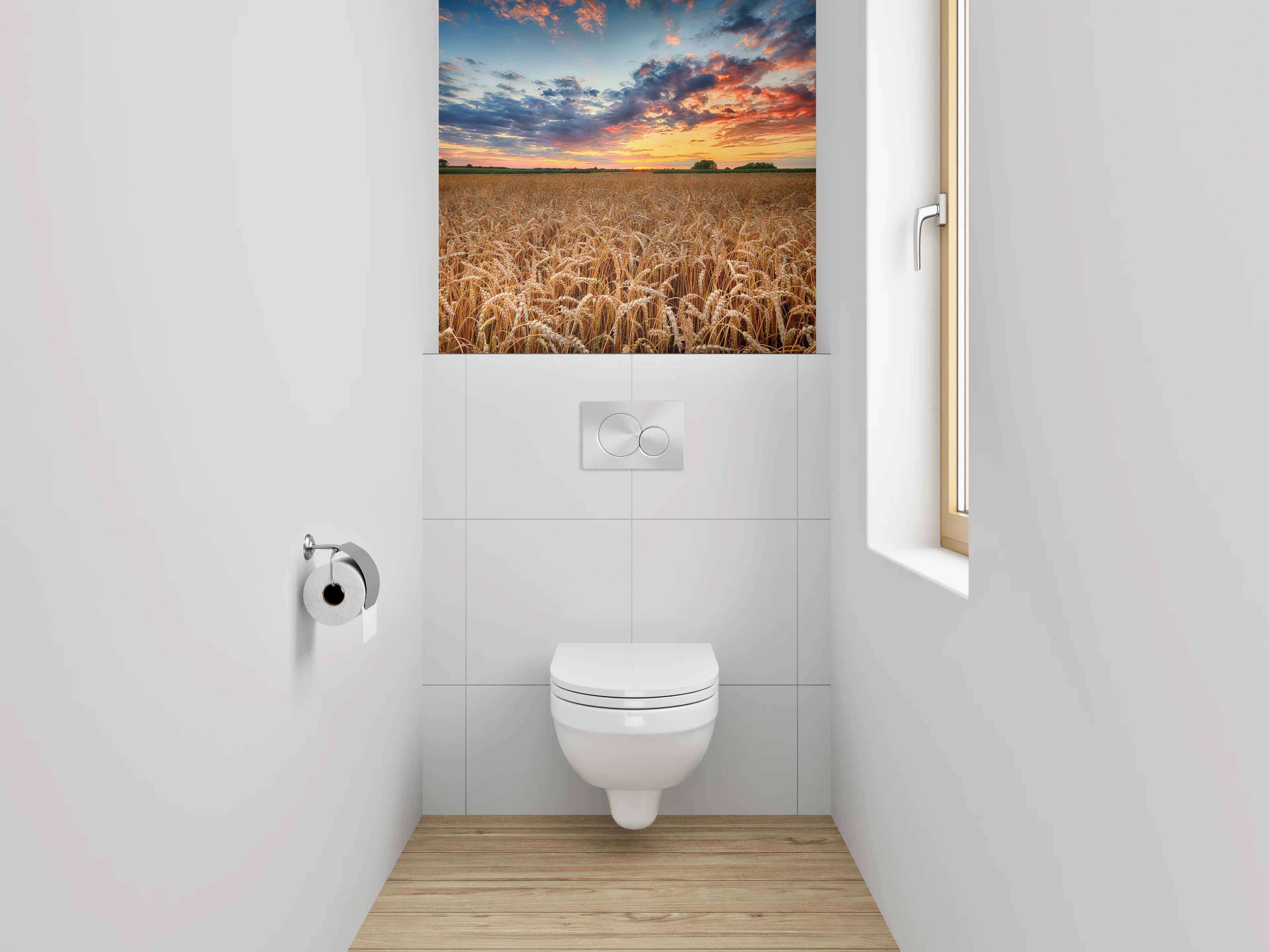 WC-Rückwand - Sonnenuntergang über goldenem Weizenfeld