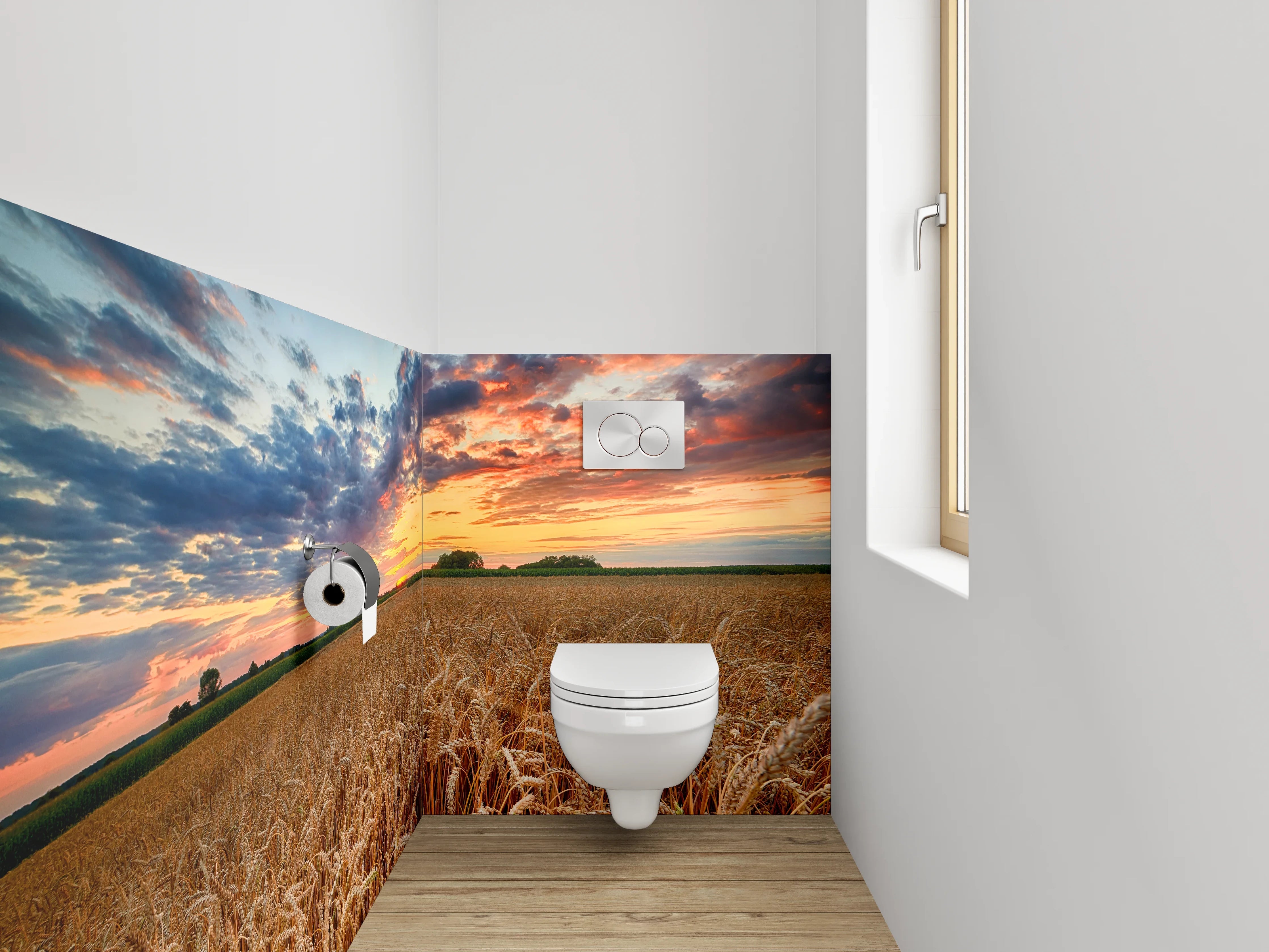 WC-Rückwand - Sonnenuntergang über goldenem Weizenfeld