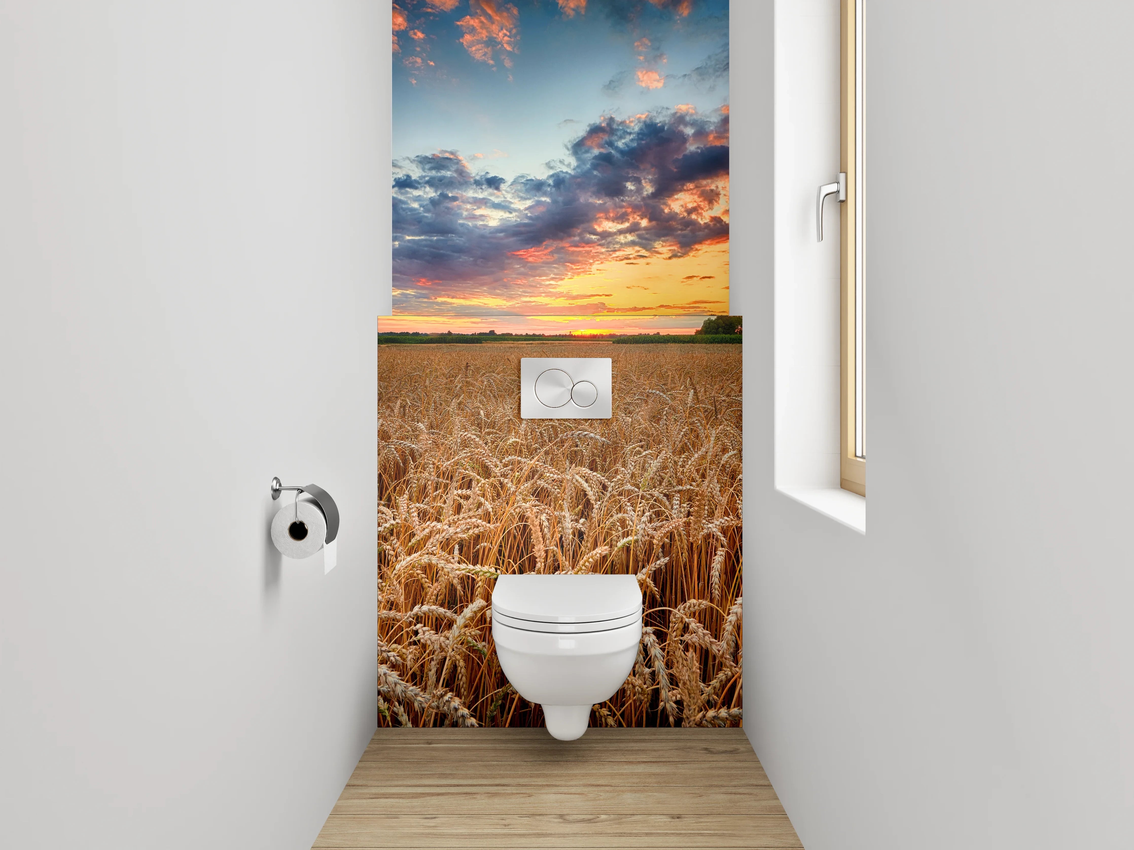 WC-Rückwand - Sonnenuntergang über goldenem Weizenfeld