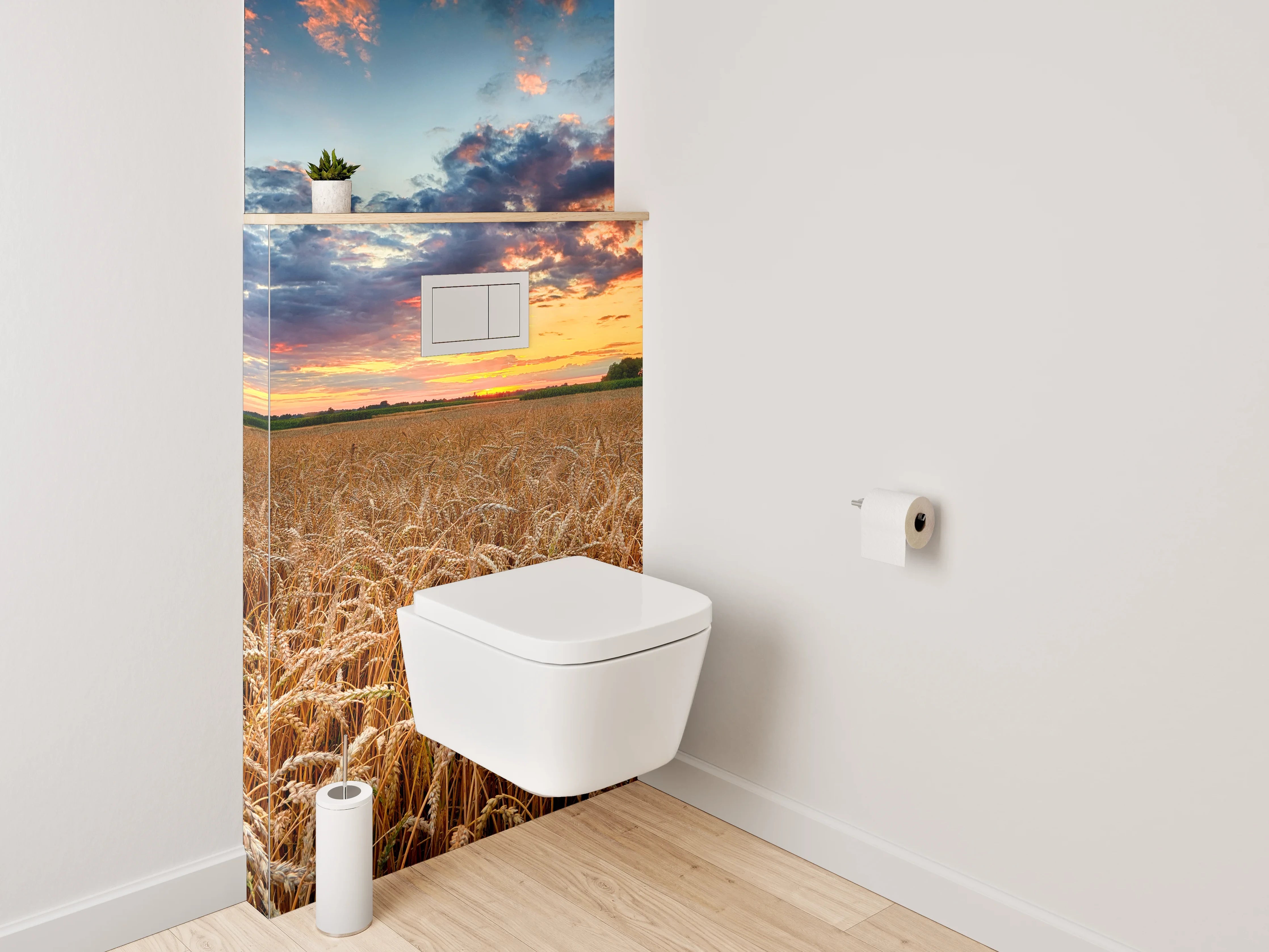 WC-Rückwand - Sonnenuntergang über goldenem Weizenfeld