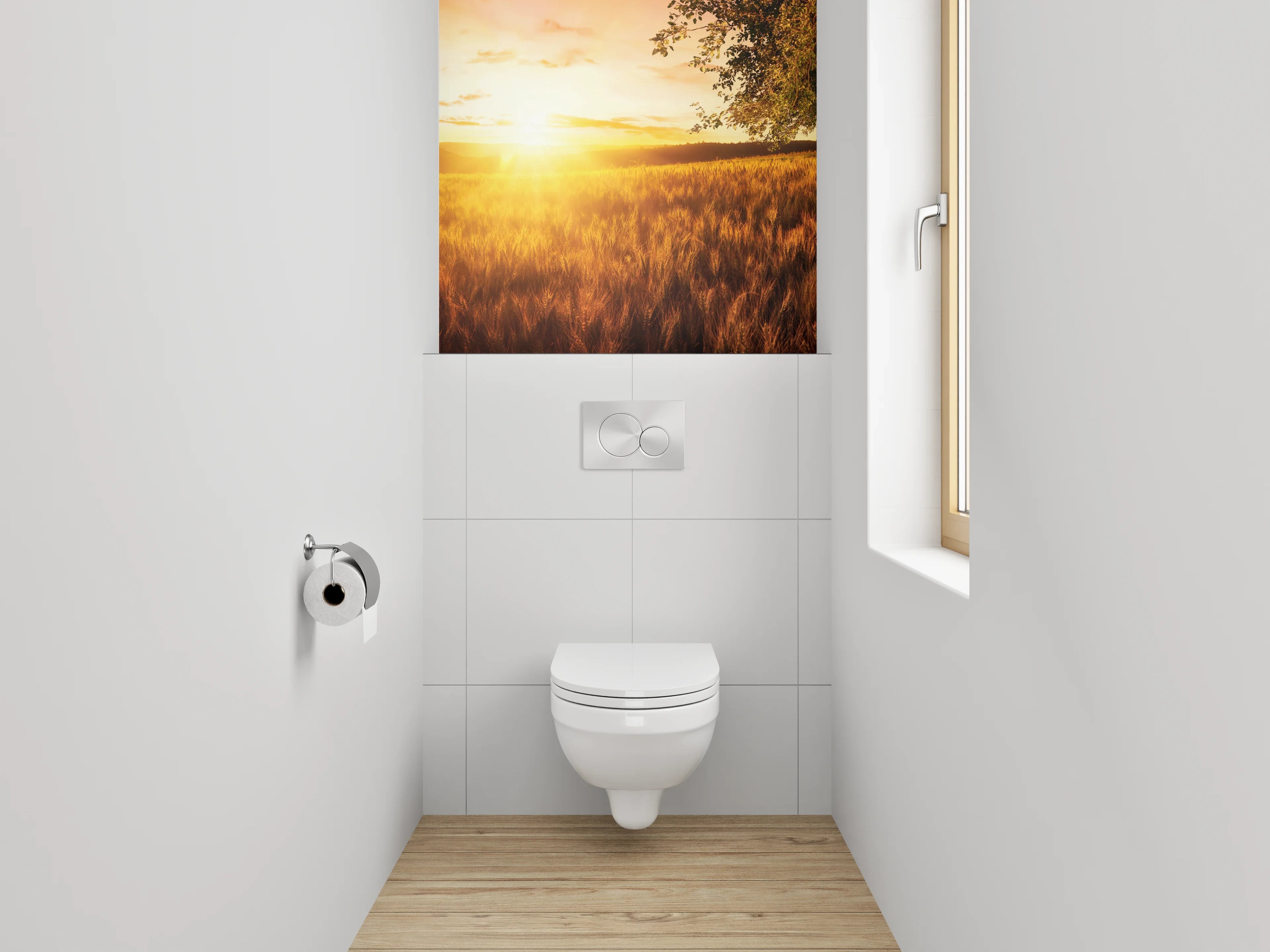 WC-Rückwand - Sonnenuntergang über goldenen Feldern