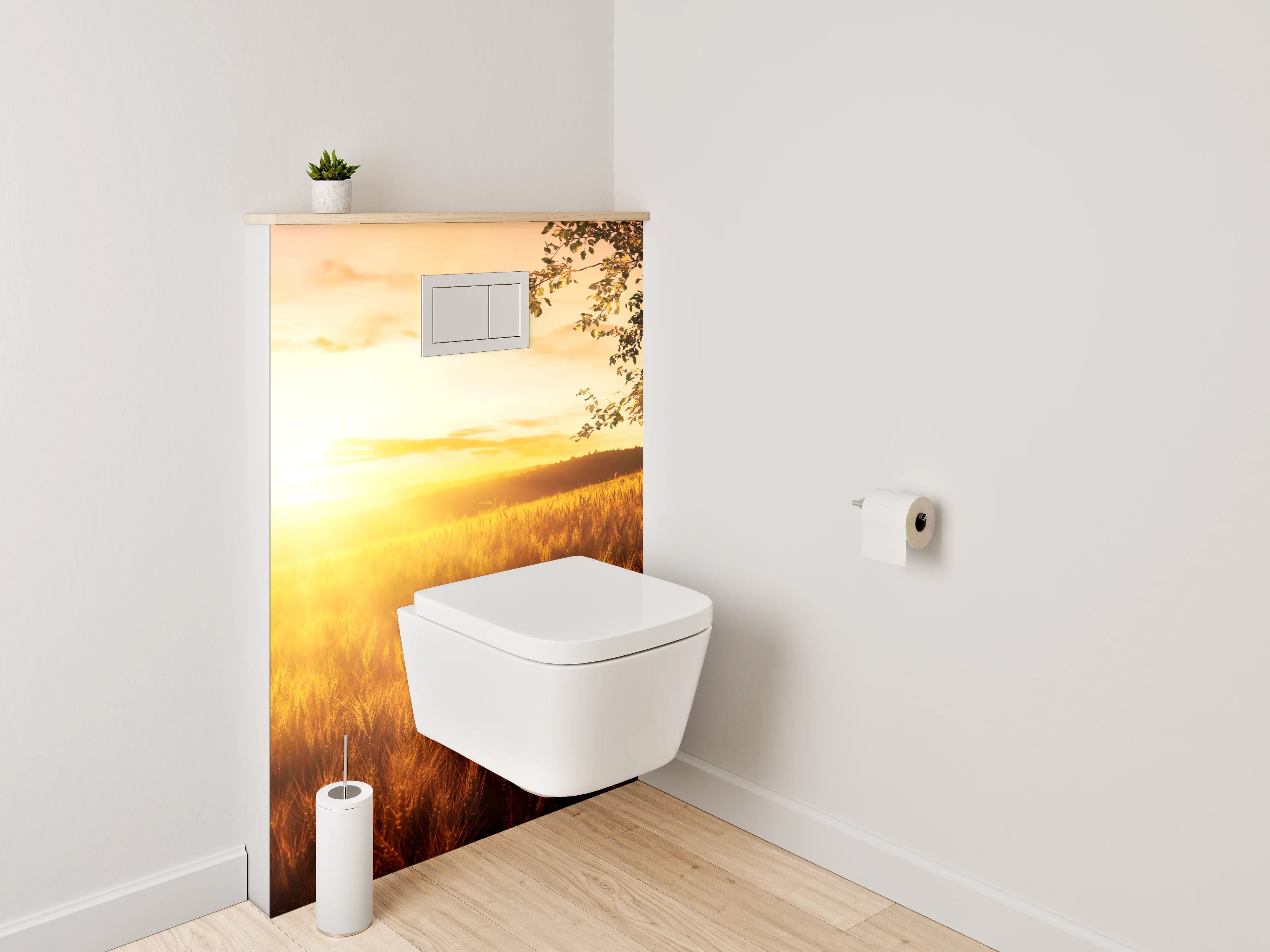 WC-Rückwand - Sonnenuntergang über goldenen Feldern