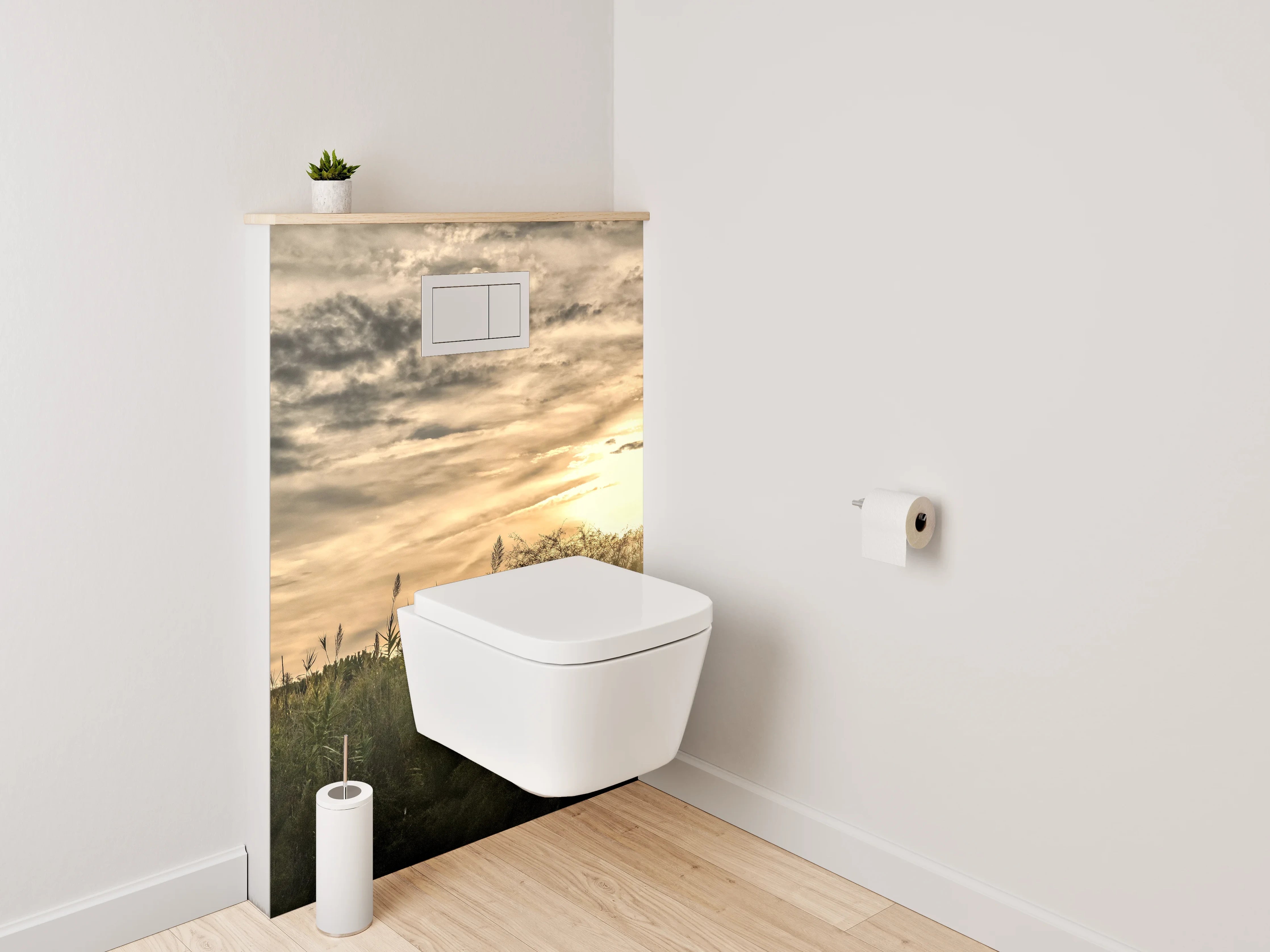 WC-Rückwand - Sonnenuntergang über wilder Landschaft