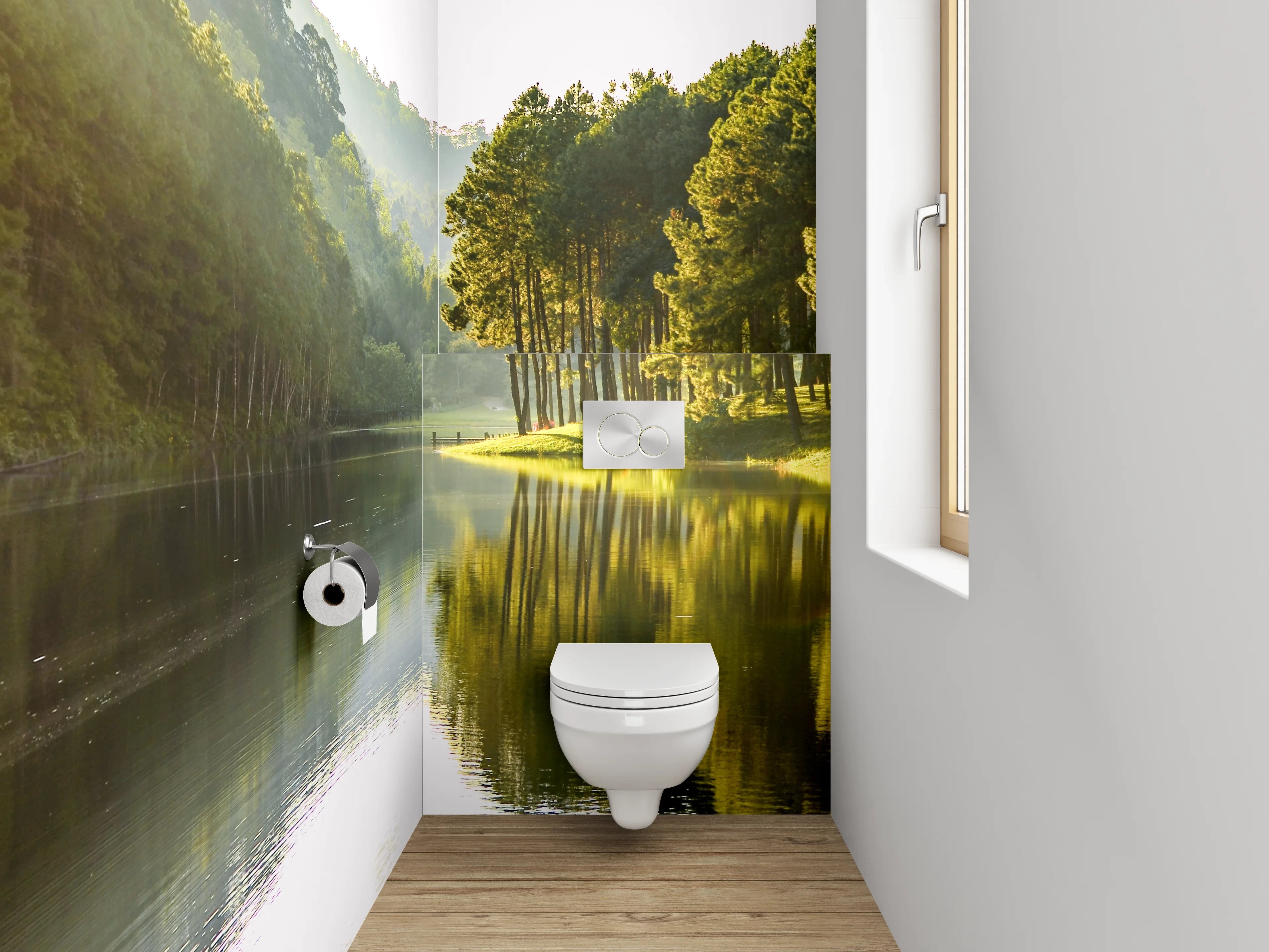 WC-Rückwand - Sonnige Waldoase am See
