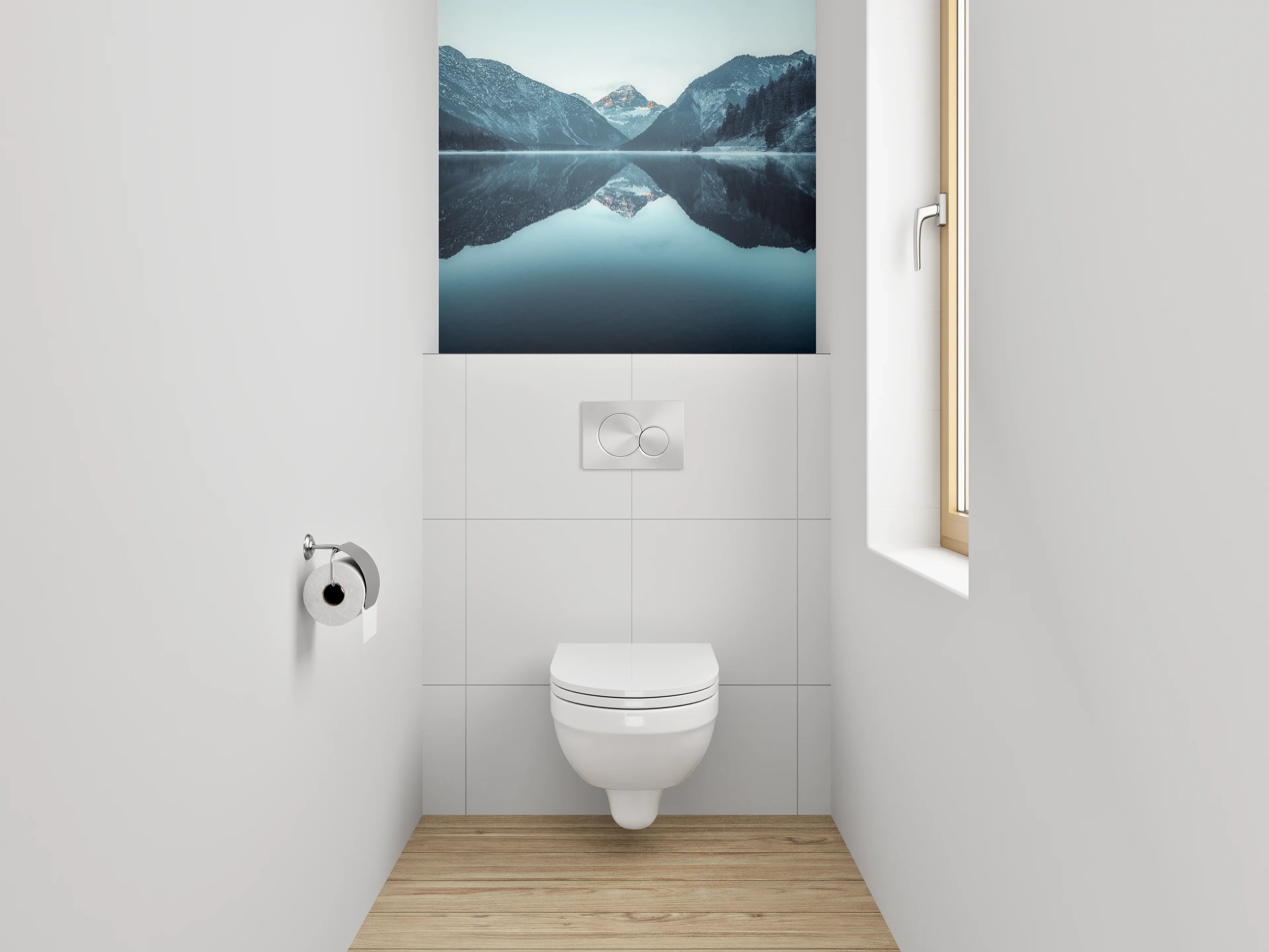 WC-Rückwand - Spiegelnder Bergsee Panorama