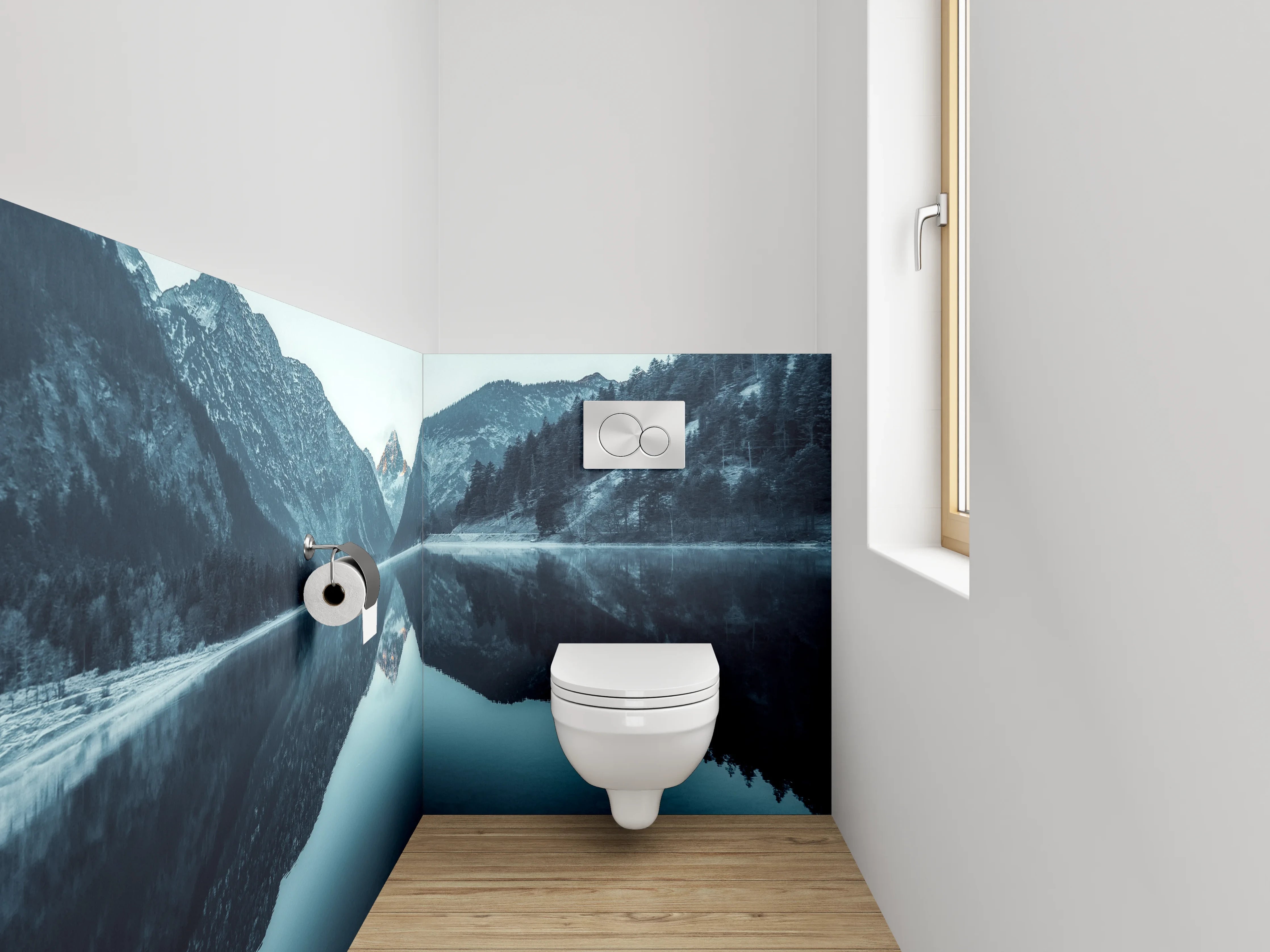 WC-Rückwand - Spiegelnder Bergsee Panorama