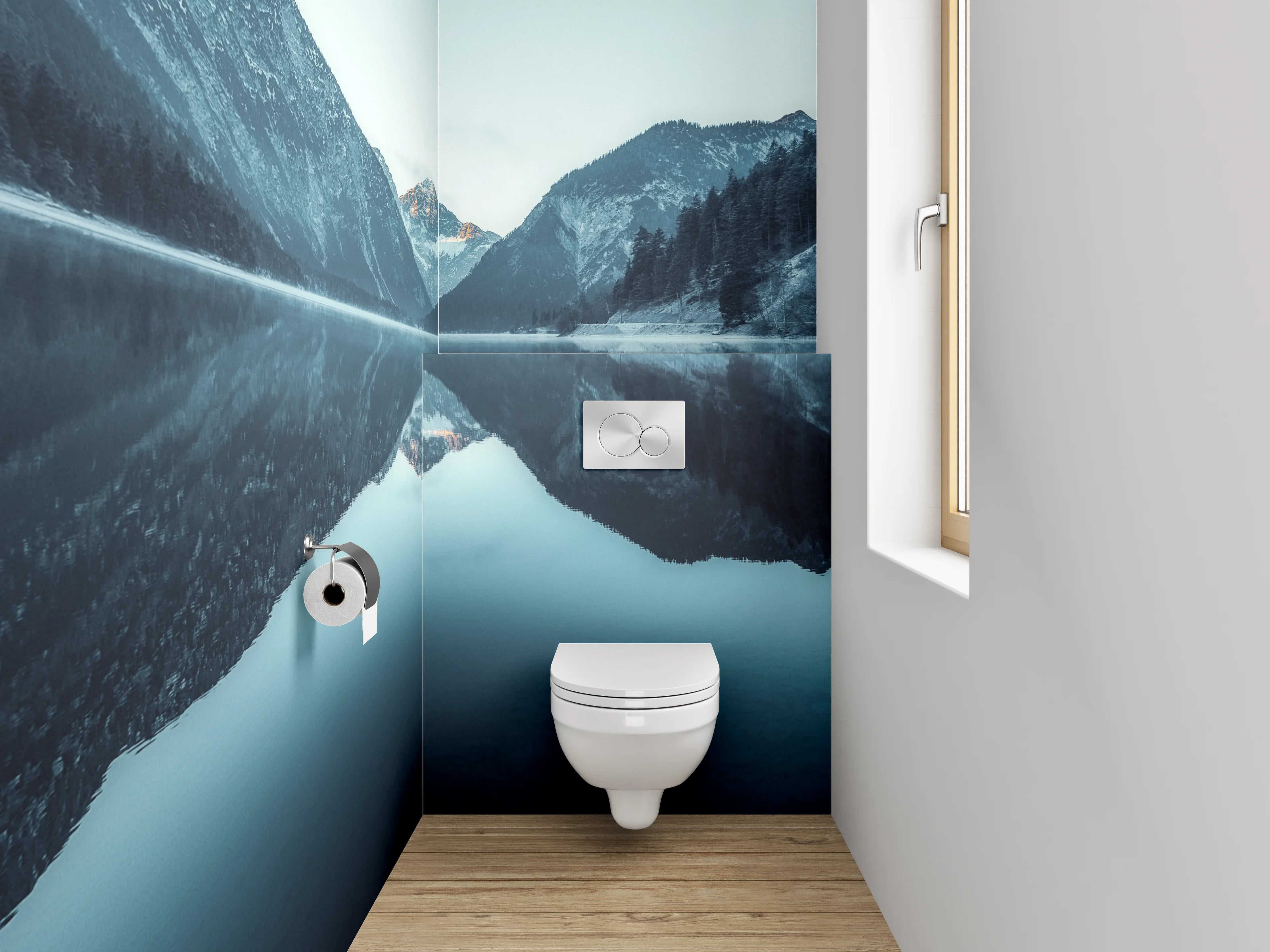 WC-Rückwand - Spiegelnder Bergsee Panorama