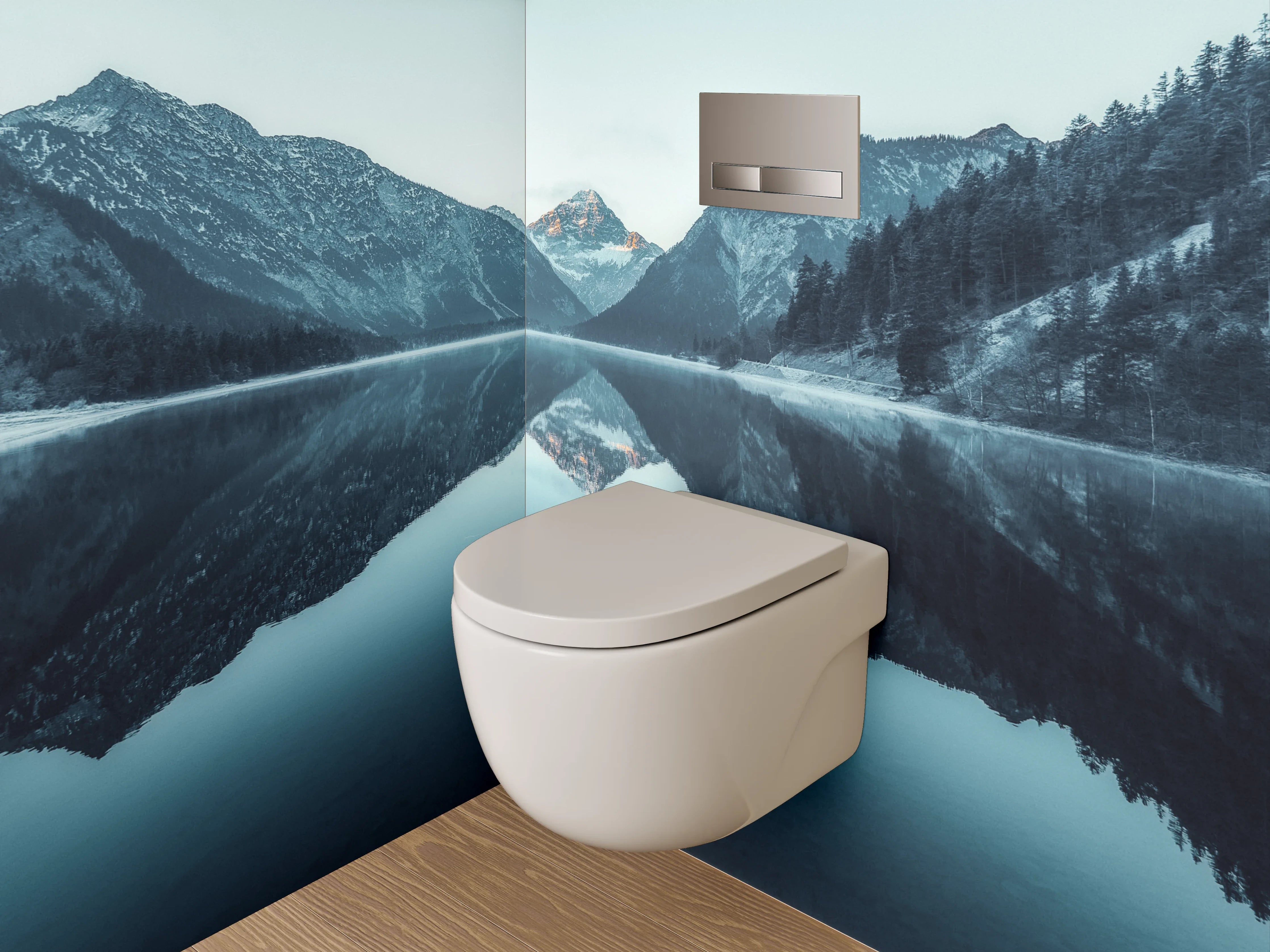 WC-Rückwand - Spiegelnder Bergsee Panorama