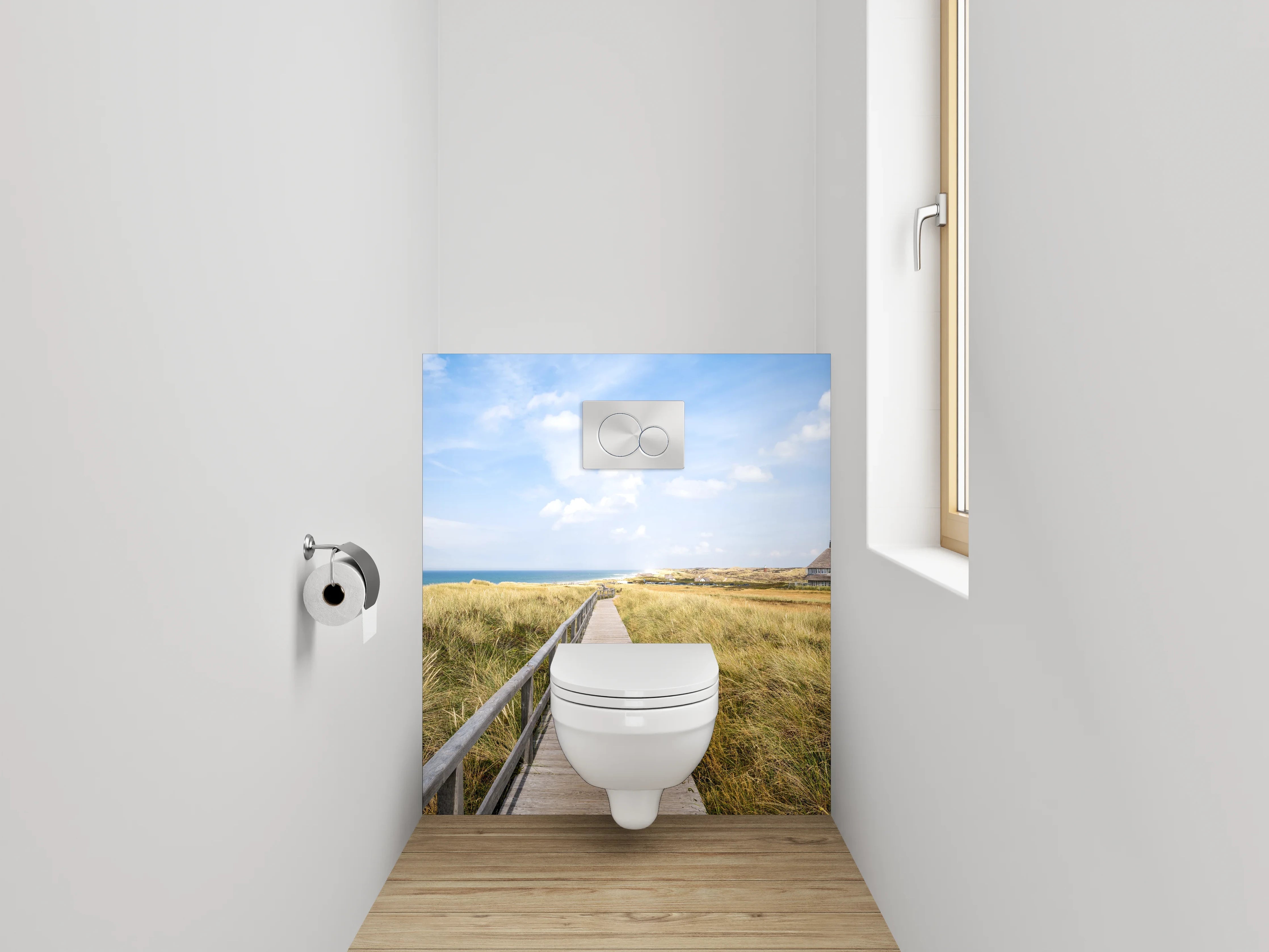 WC-Rückwand - Steg zur Nordsee-Landschaft