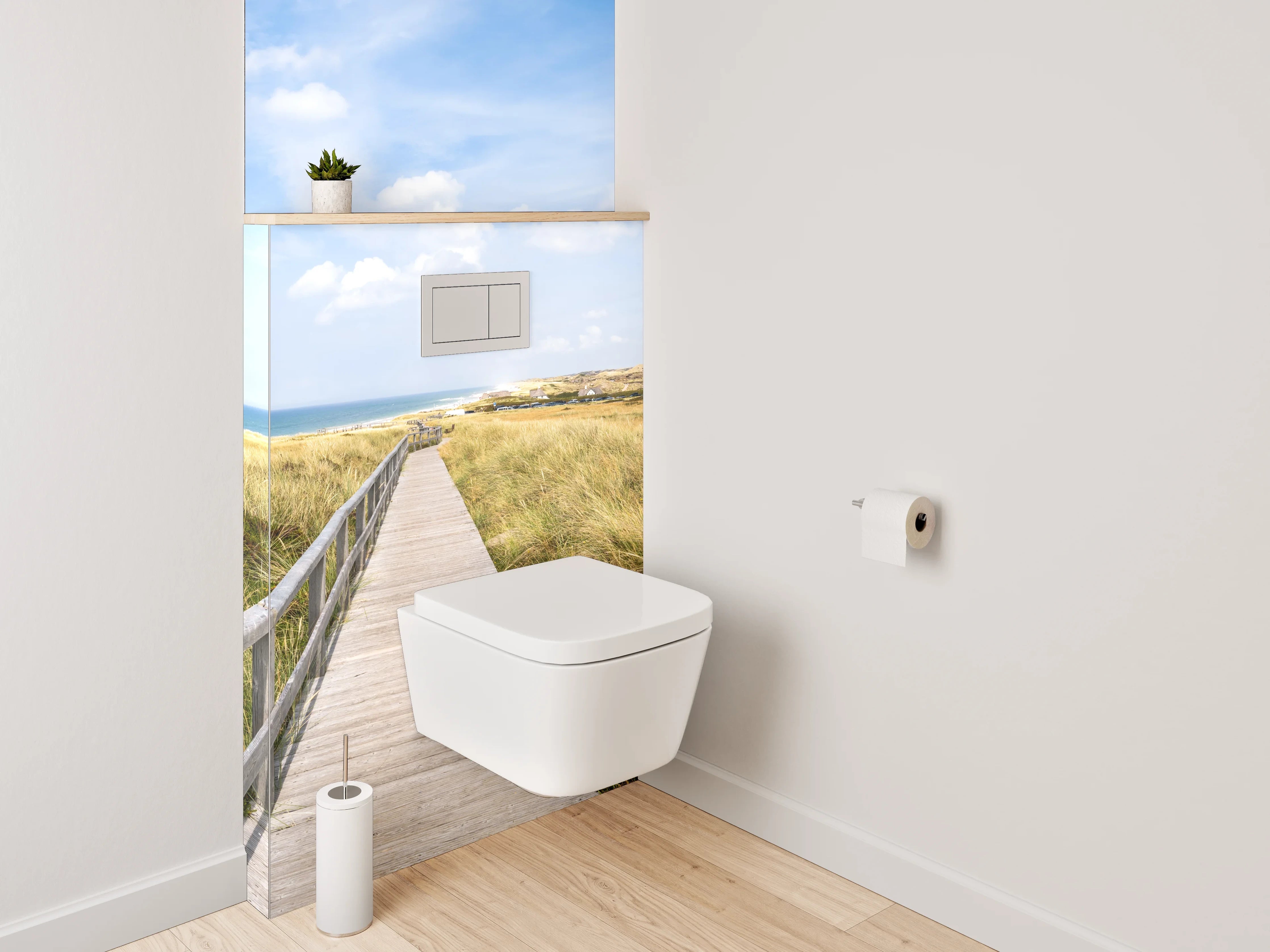 WC-Rückwand - Steg zur Nordsee-Landschaft