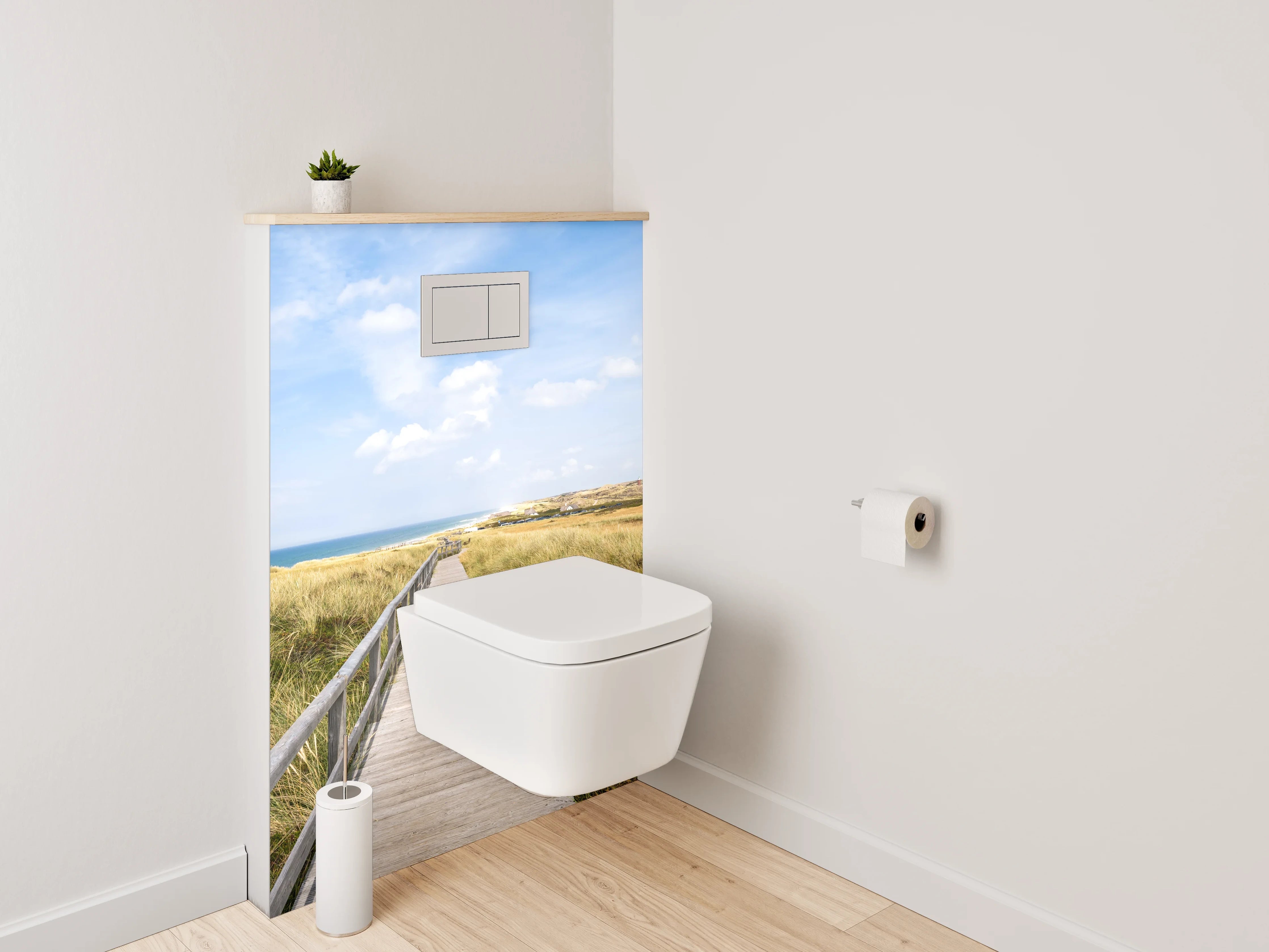 WC-Rückwand - Steg zur Nordsee-Landschaft