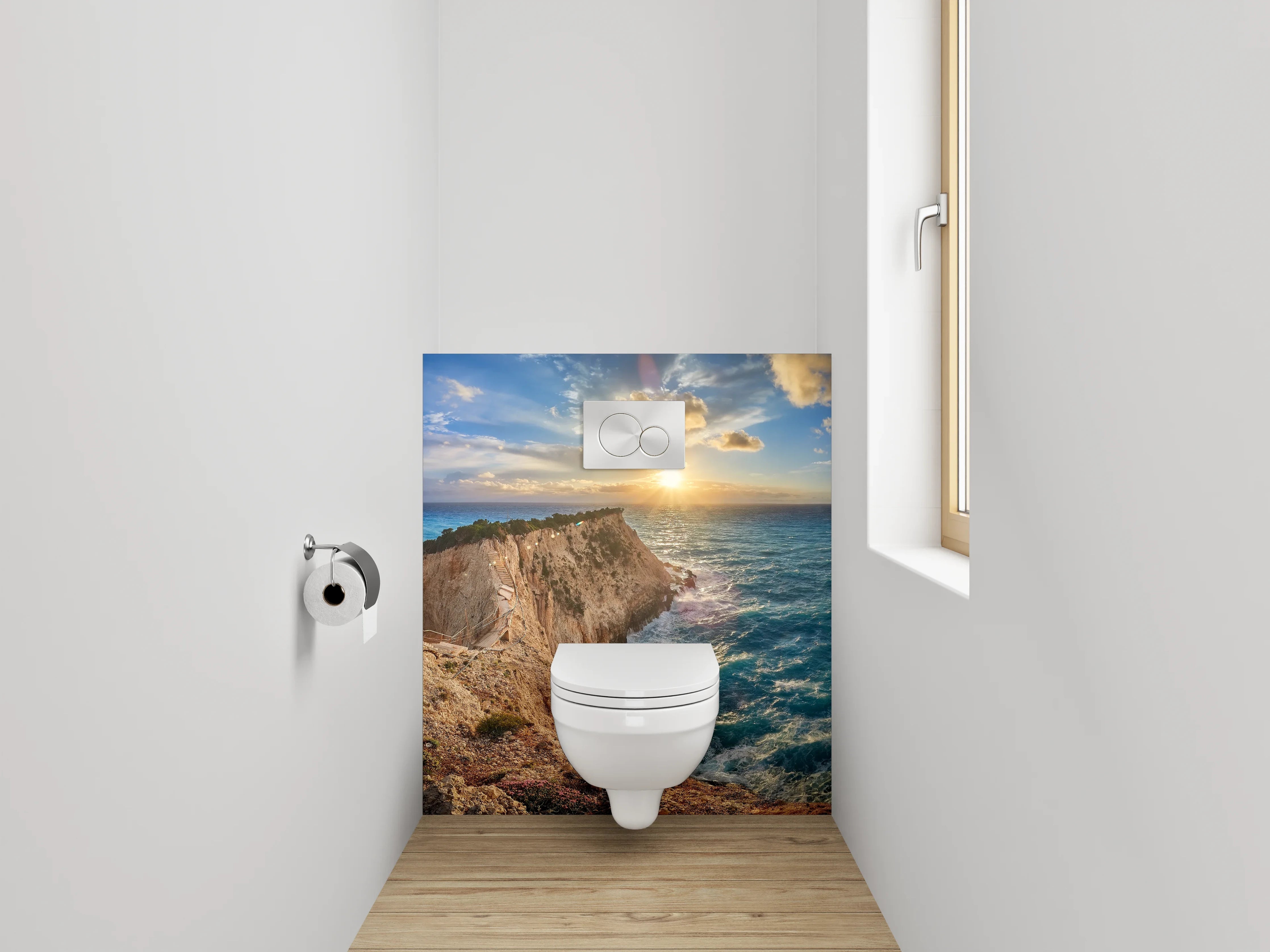 WC-Rückwand - Steile Klippen am türkisblauen Meer