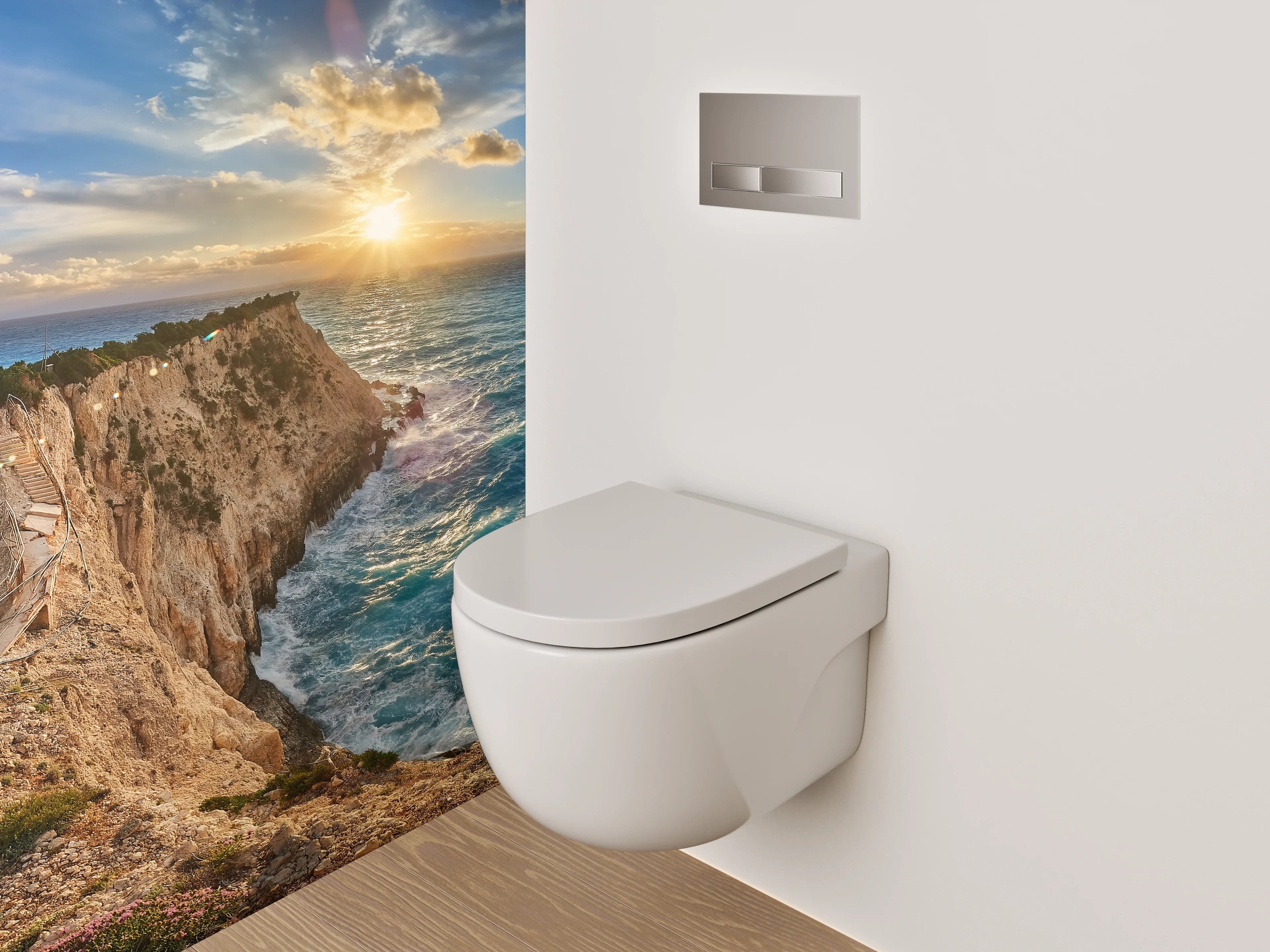 WC-Rückwand - Steile Klippen am türkisblauen Meer