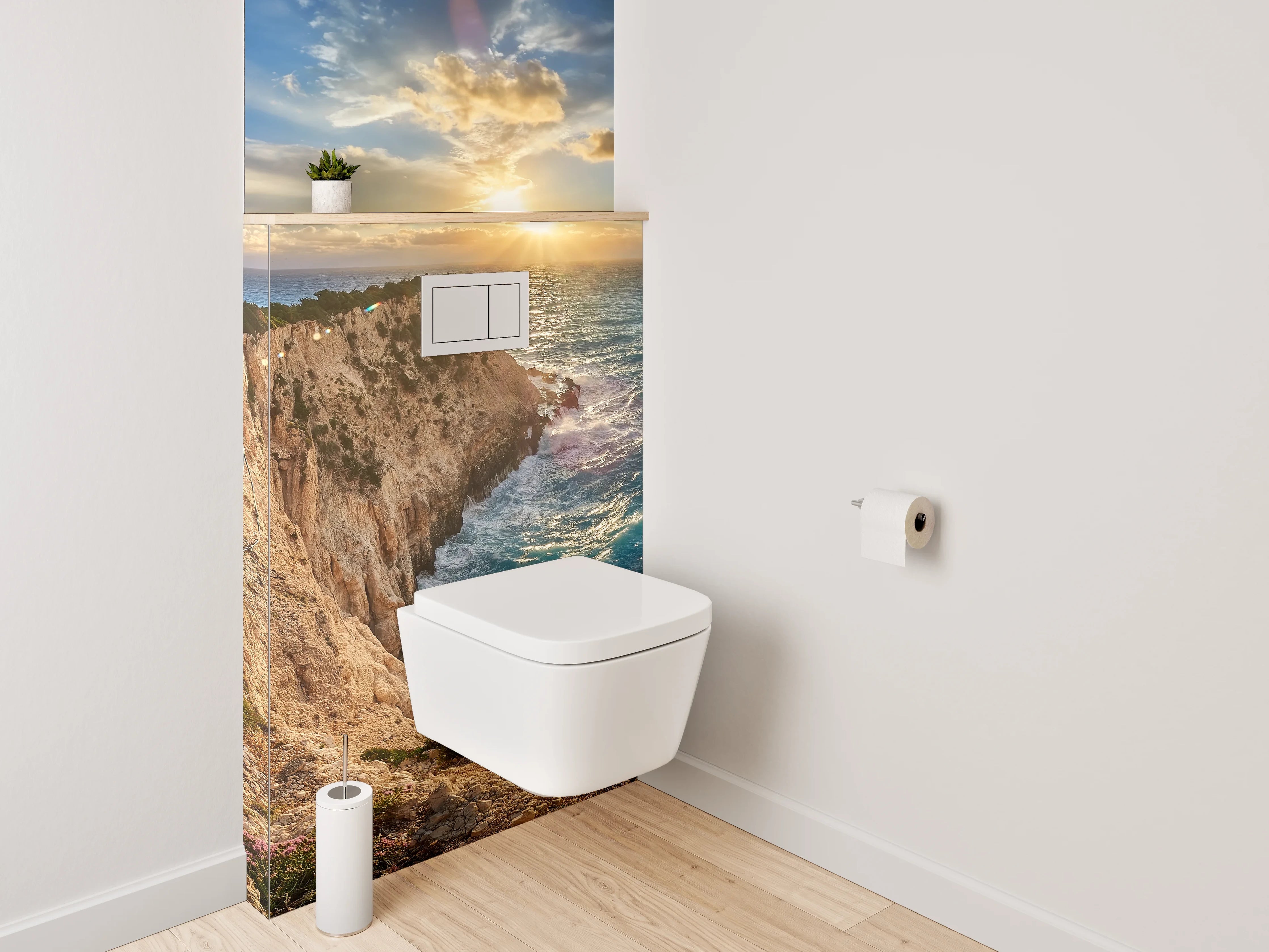 WC-Rückwand - Steile Klippen am türkisblauen Meer