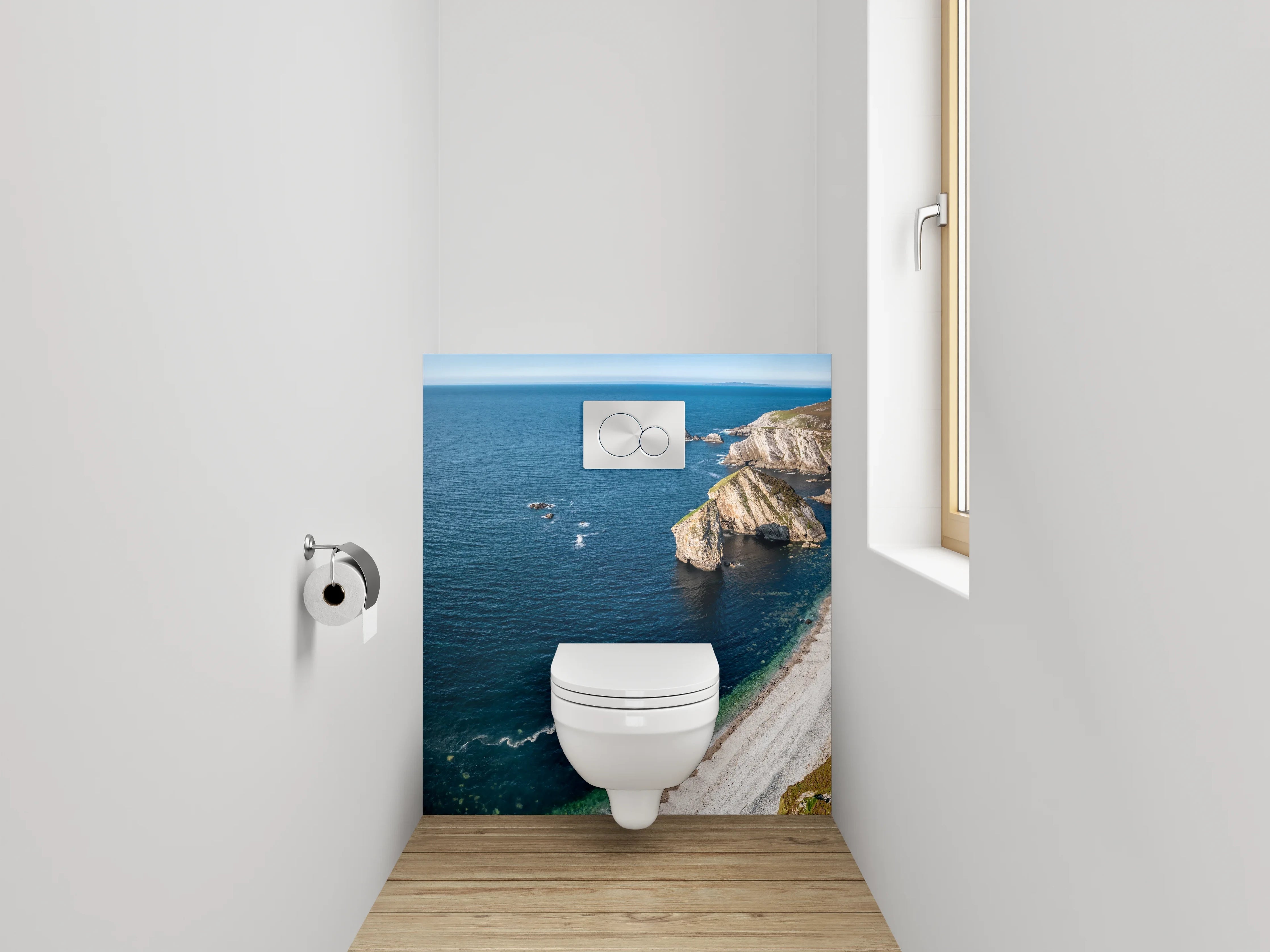 WC-Rückwand - Steilküste am türkisblauen Meer
