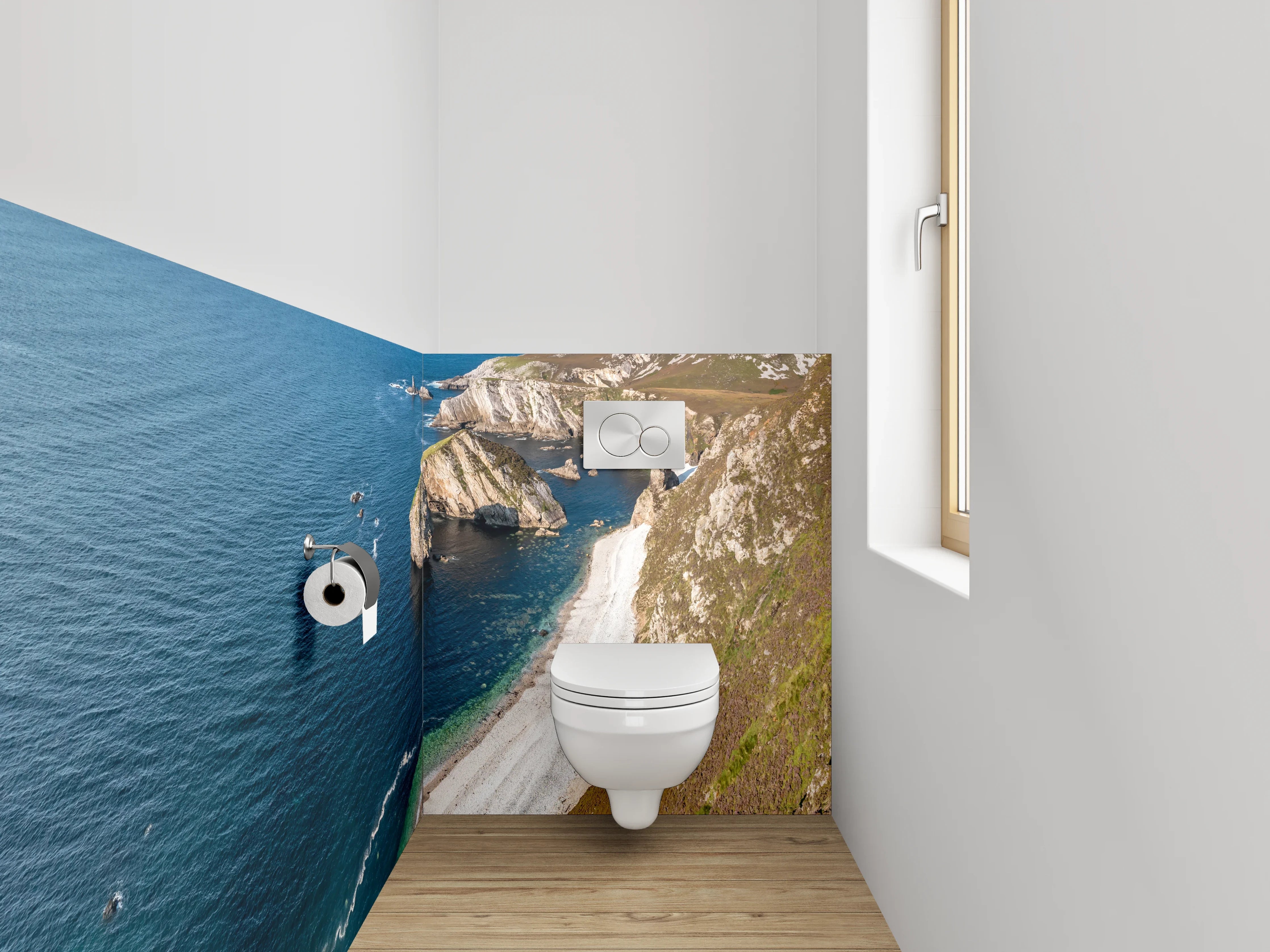 WC-Rückwand - Steilküste am türkisblauen Meer