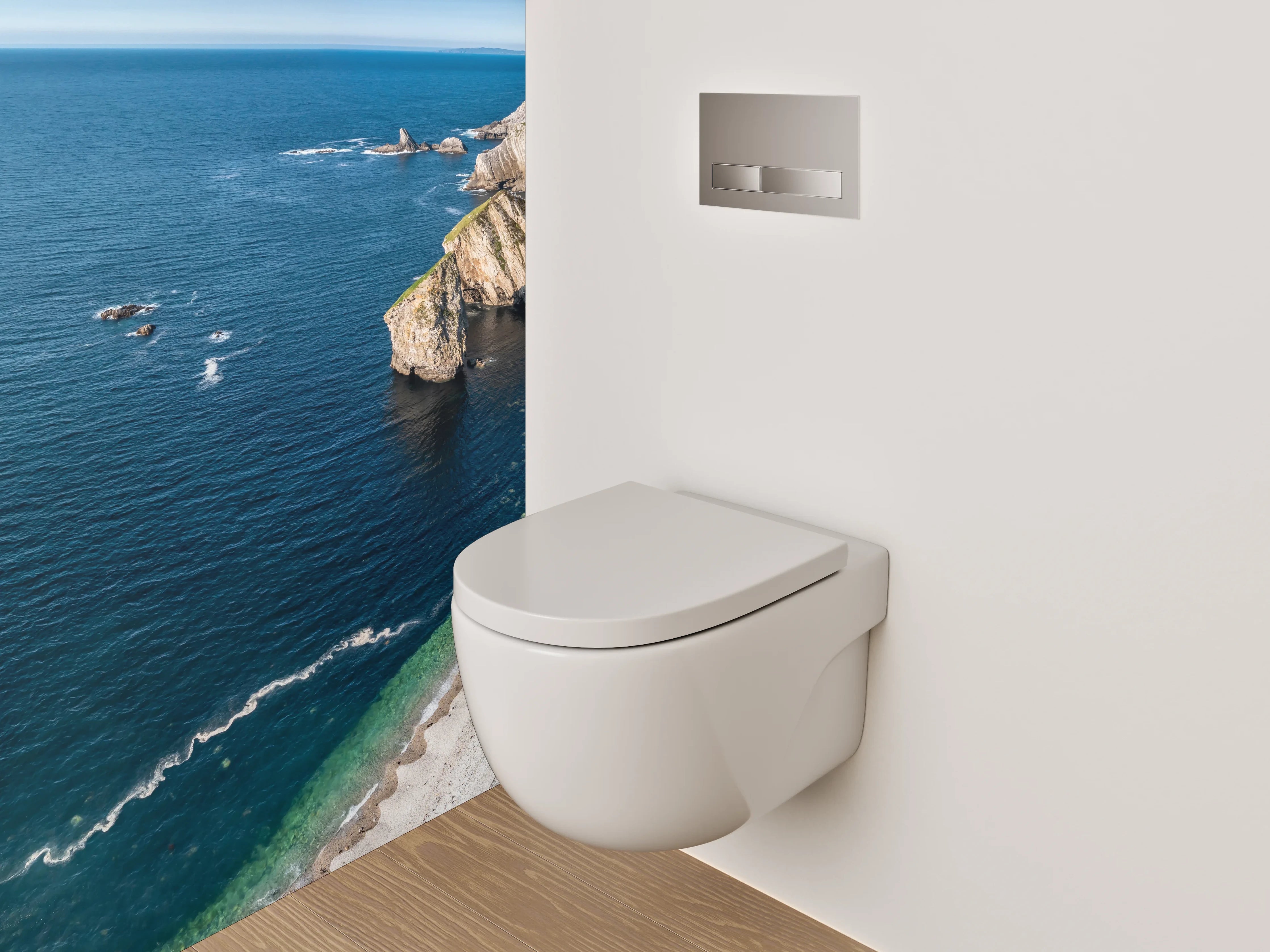 WC-Rückwand - Steilküste am türkisblauen Meer