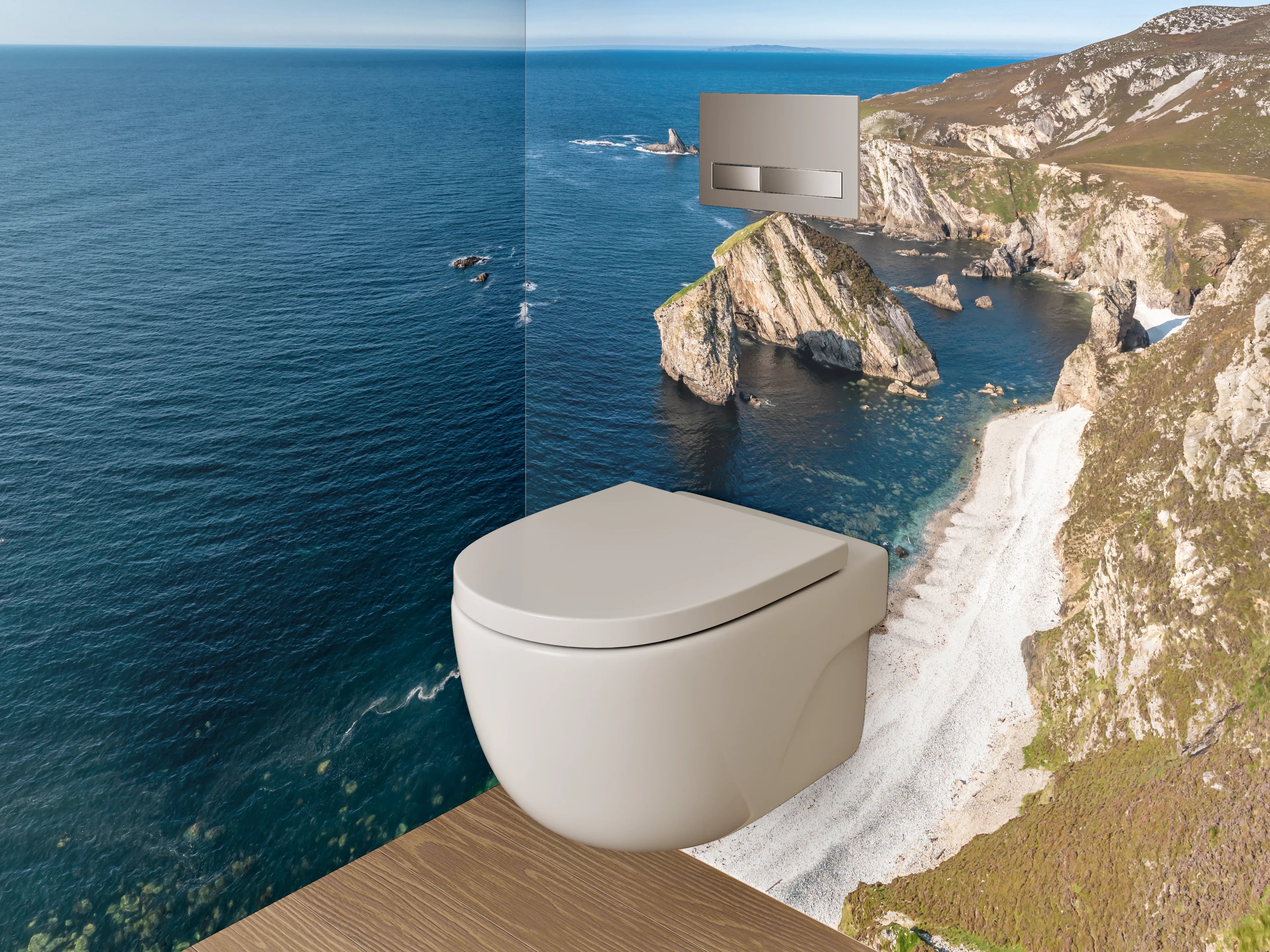WC-Rückwand - Steilküste am türkisblauen Meer
