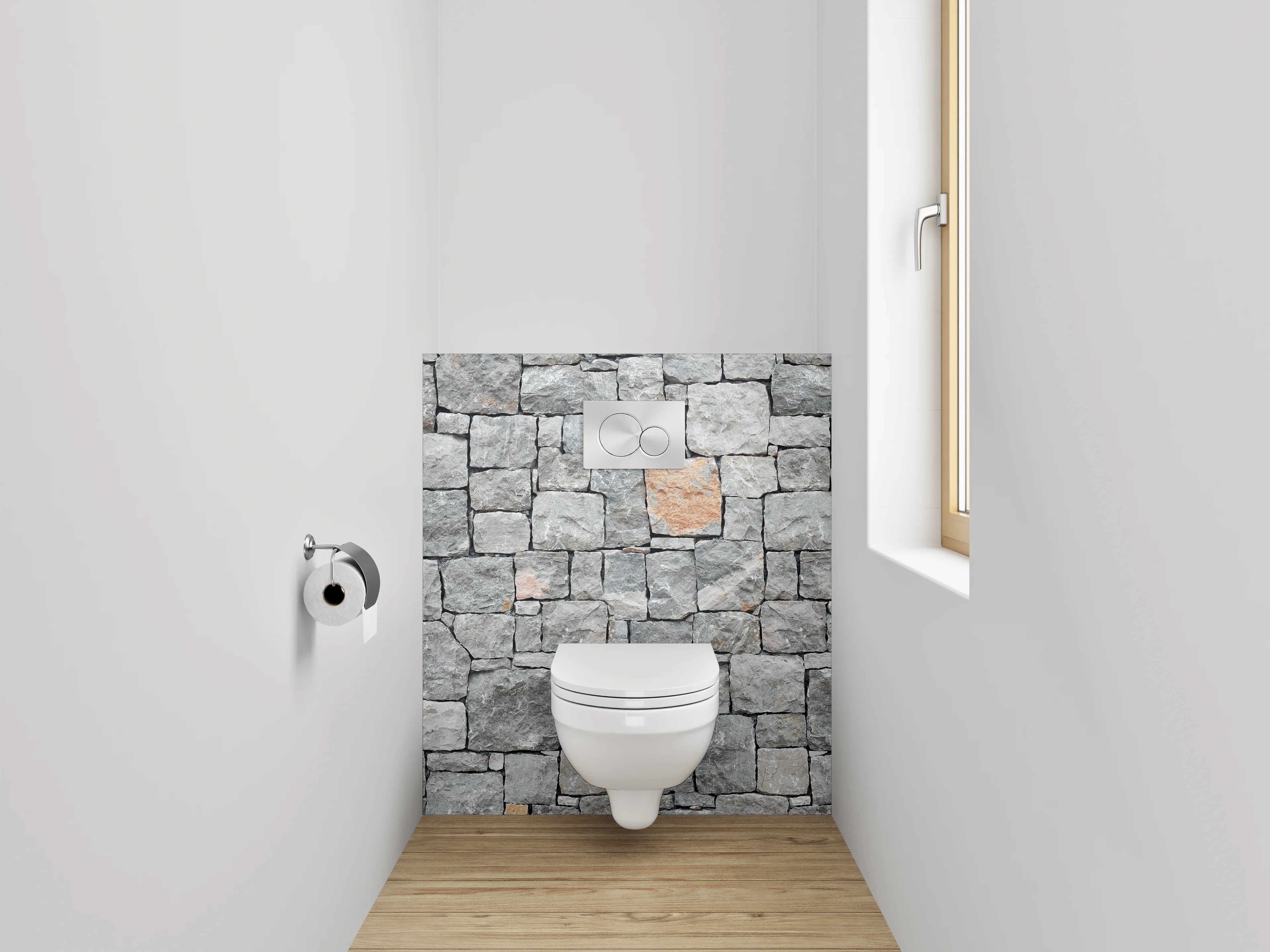 WC-Rückwand - Steinmauer Grau Wanddekor