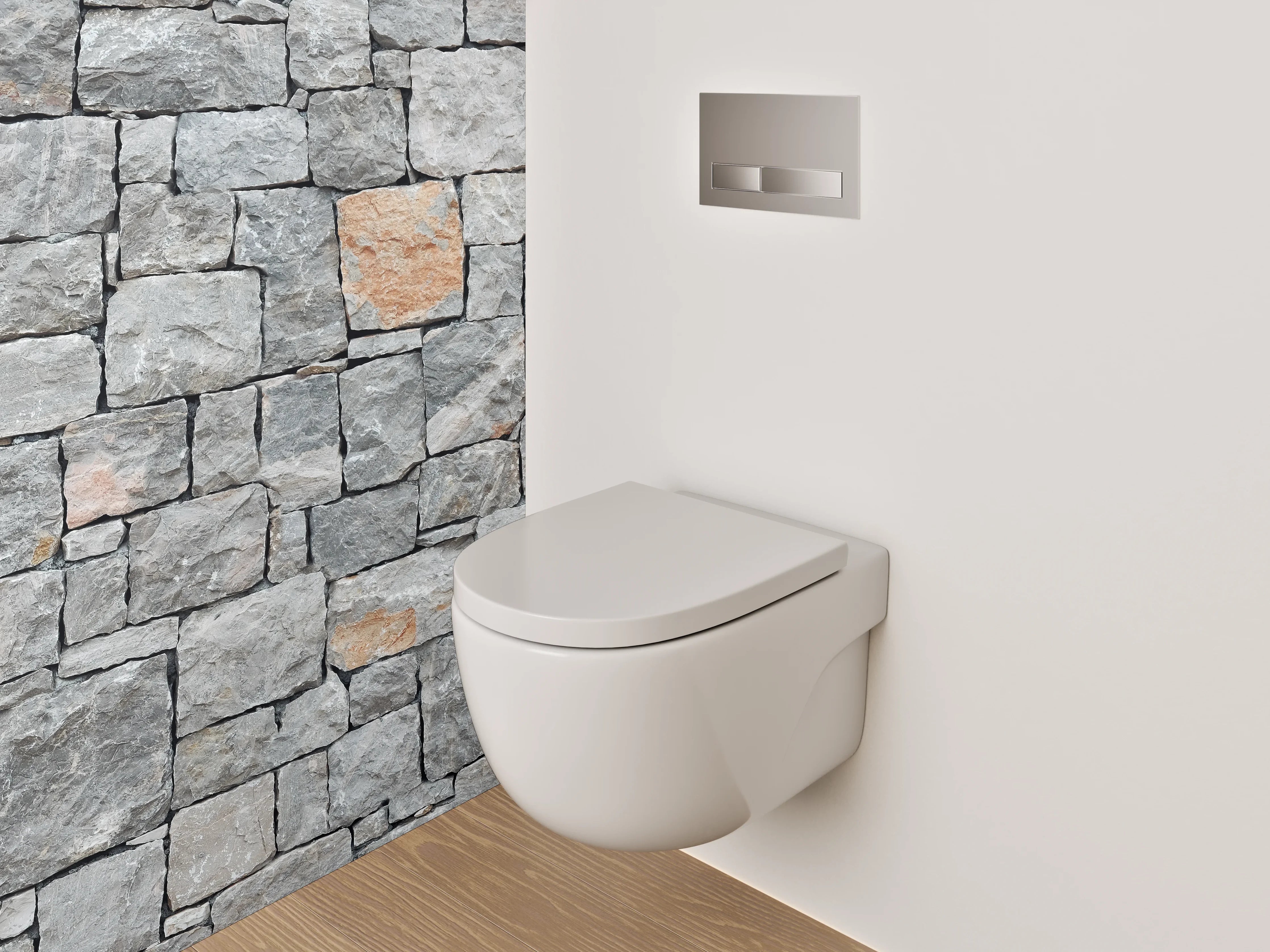 WC-Rückwand - Steinmauer Grau Wanddekor