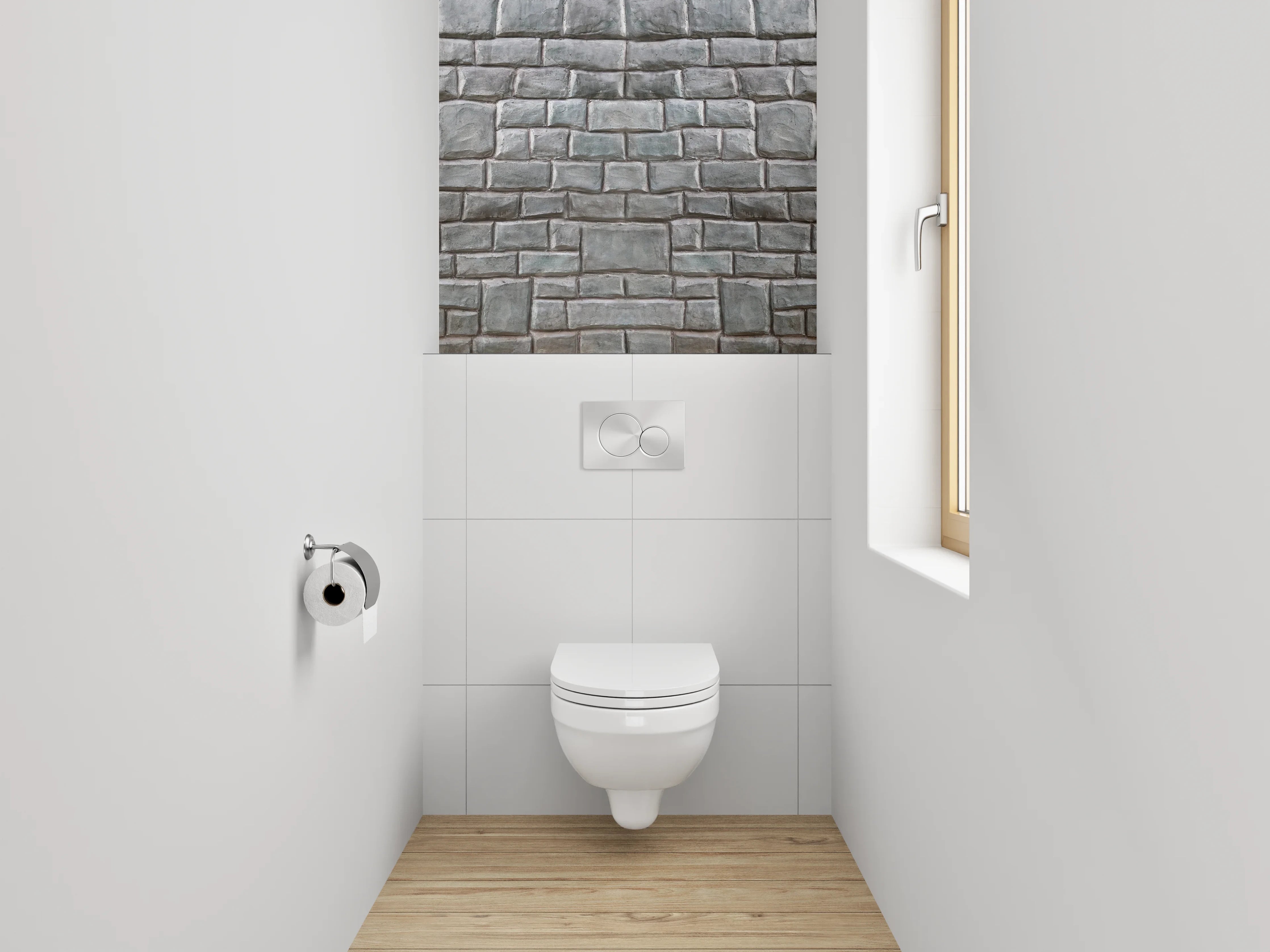 WC-Rückwand - Steinmauer Optik Grau für Badezimmer