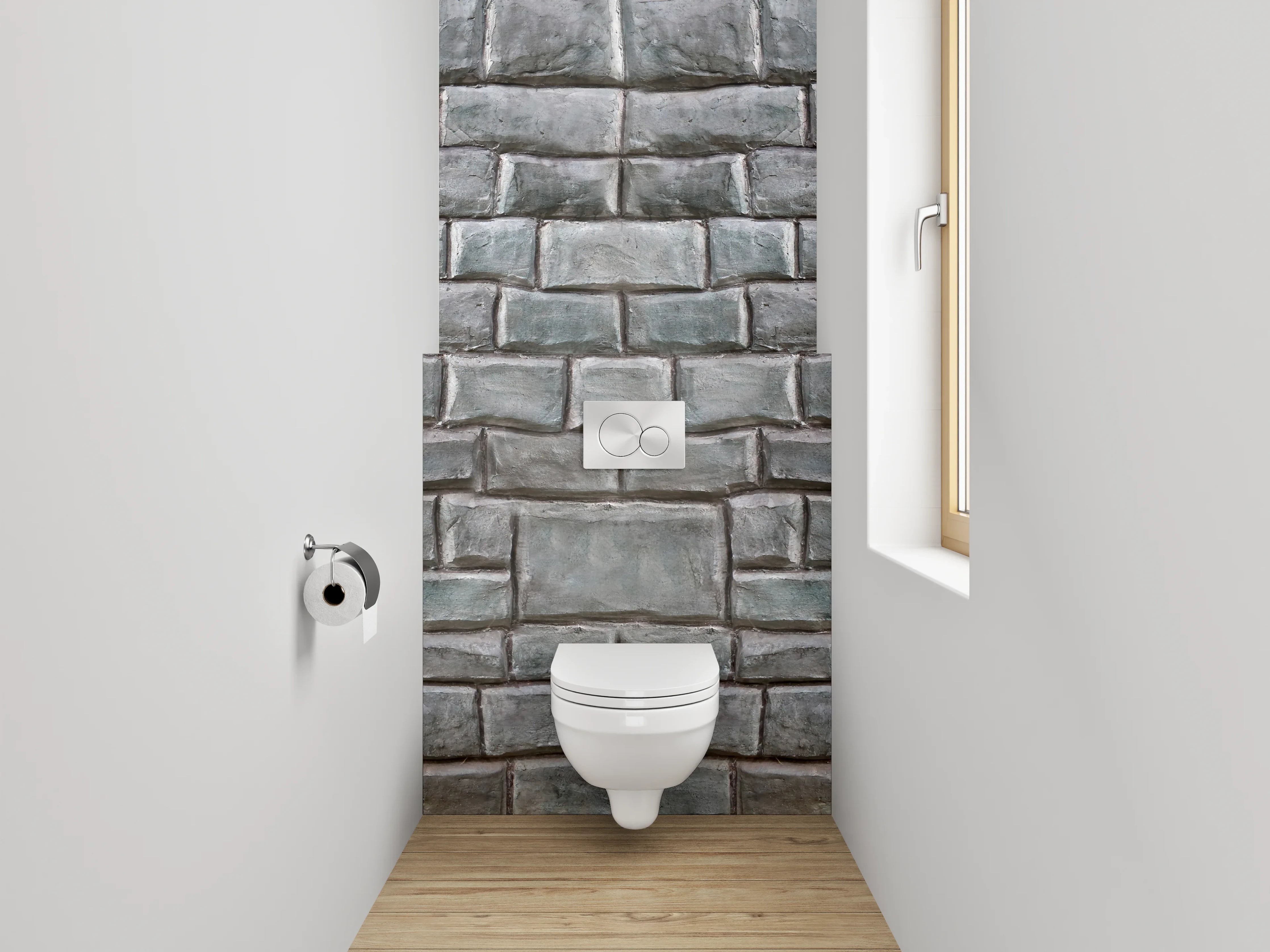WC-Rückwand - Steinmauer Optik Grau für Badezimmer