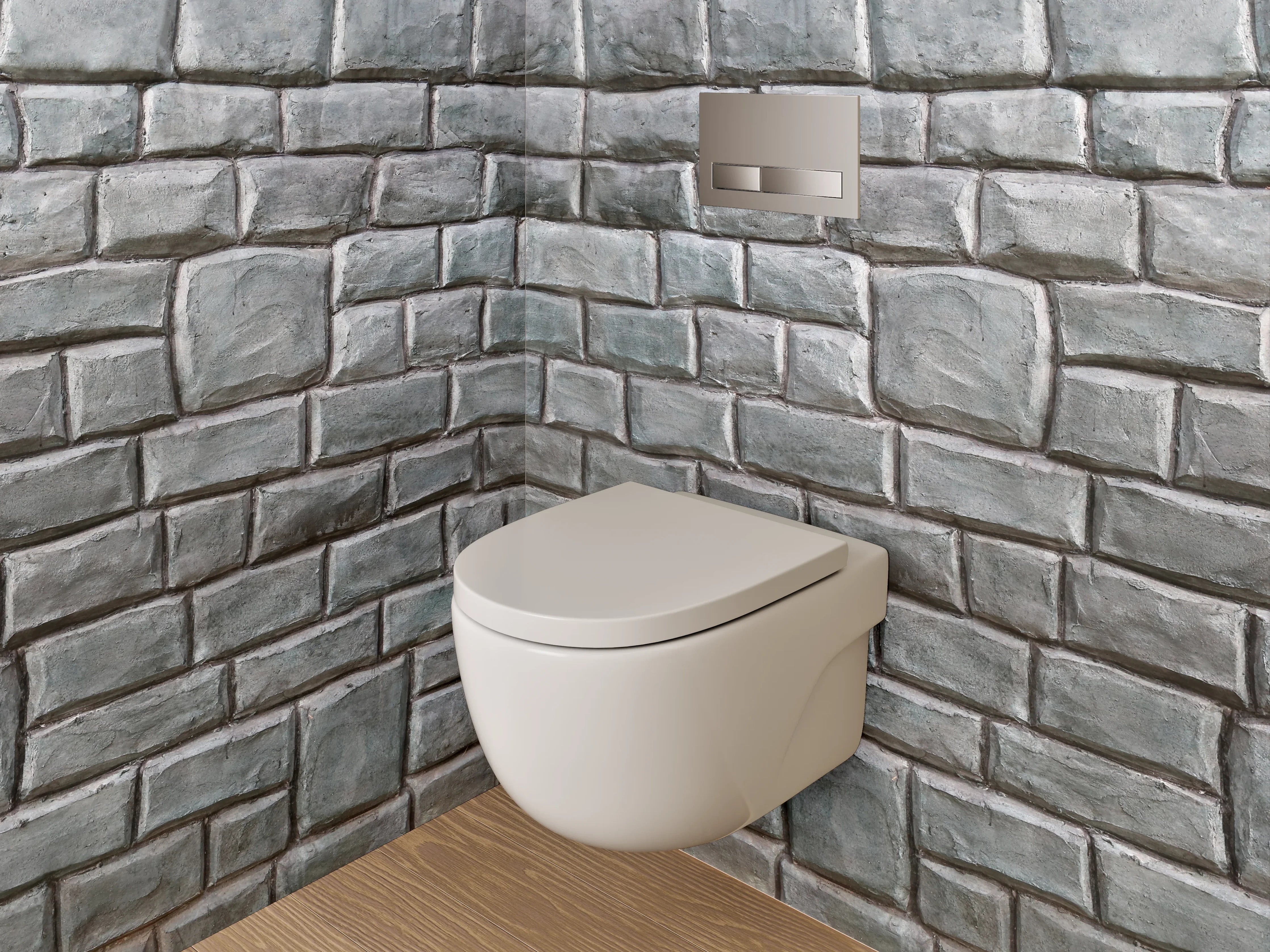 WC-Rückwand - Steinmauer Optik Grau für Badezimmer