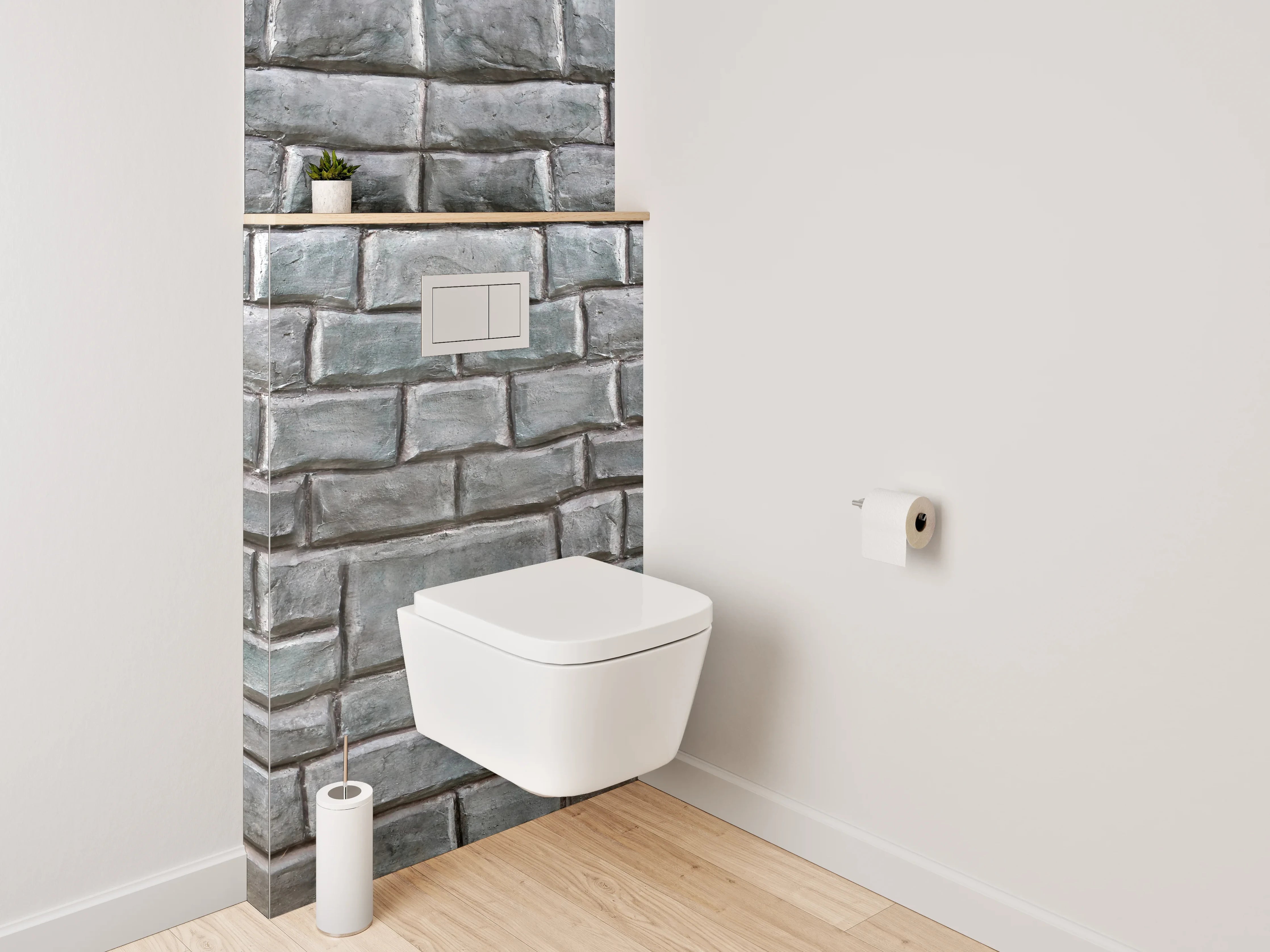 WC-Rückwand - Steinmauer Optik Grau für Badezimmer