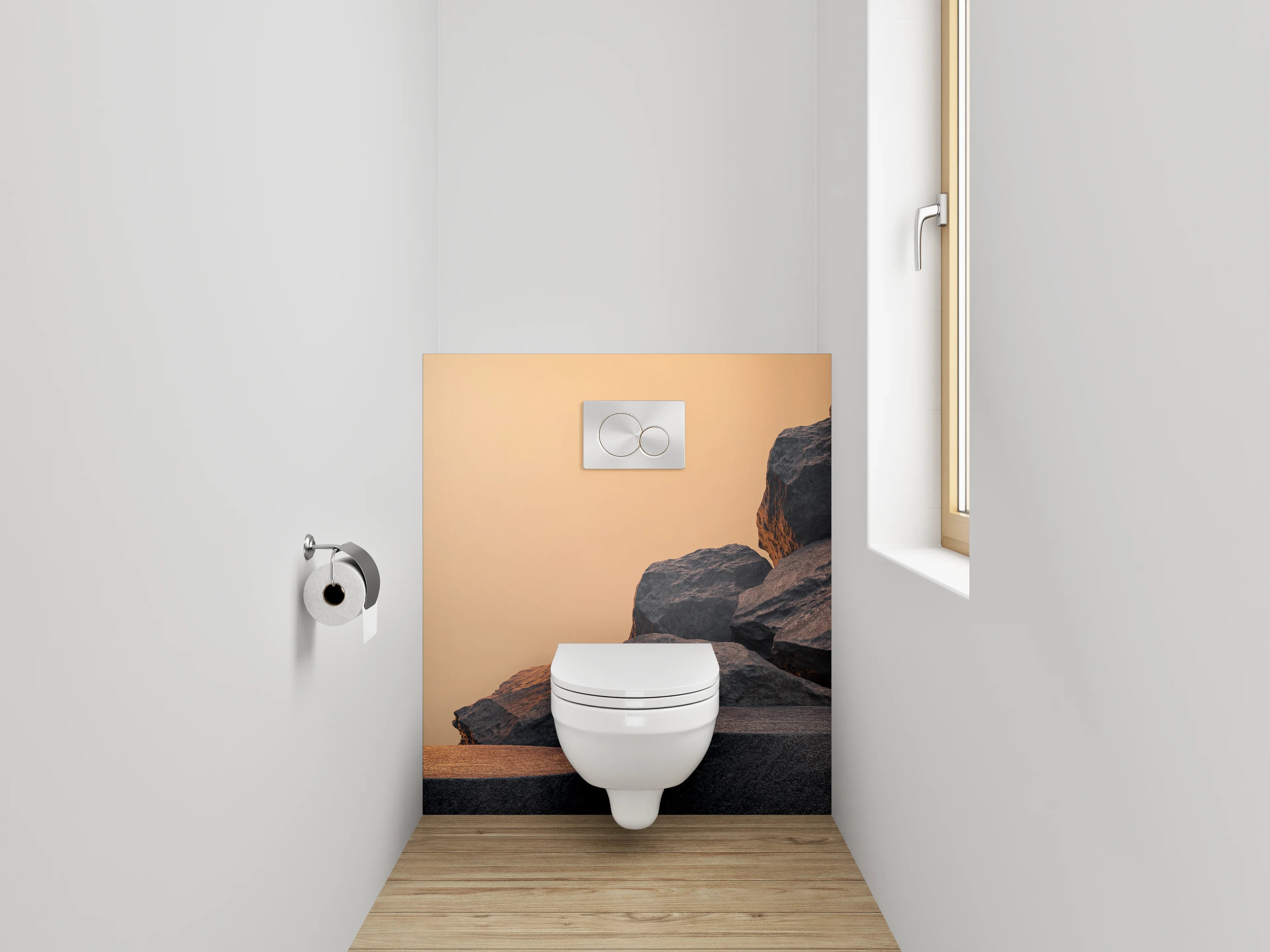 WC-Rückwand - Steinoptik Felsformation Sonnenuntergang