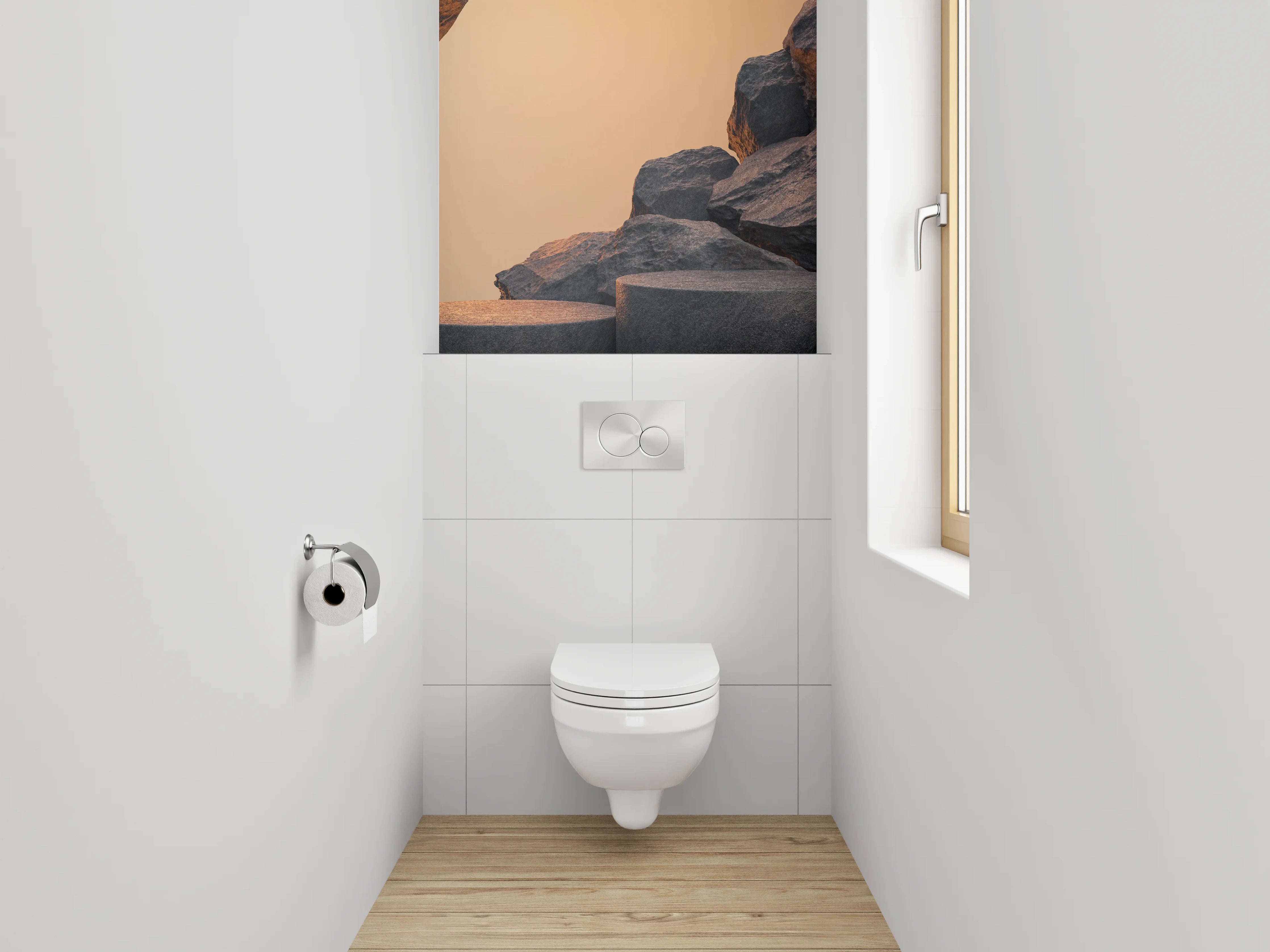 WC-Rückwand - Steinoptik Felsformation Sonnenuntergang