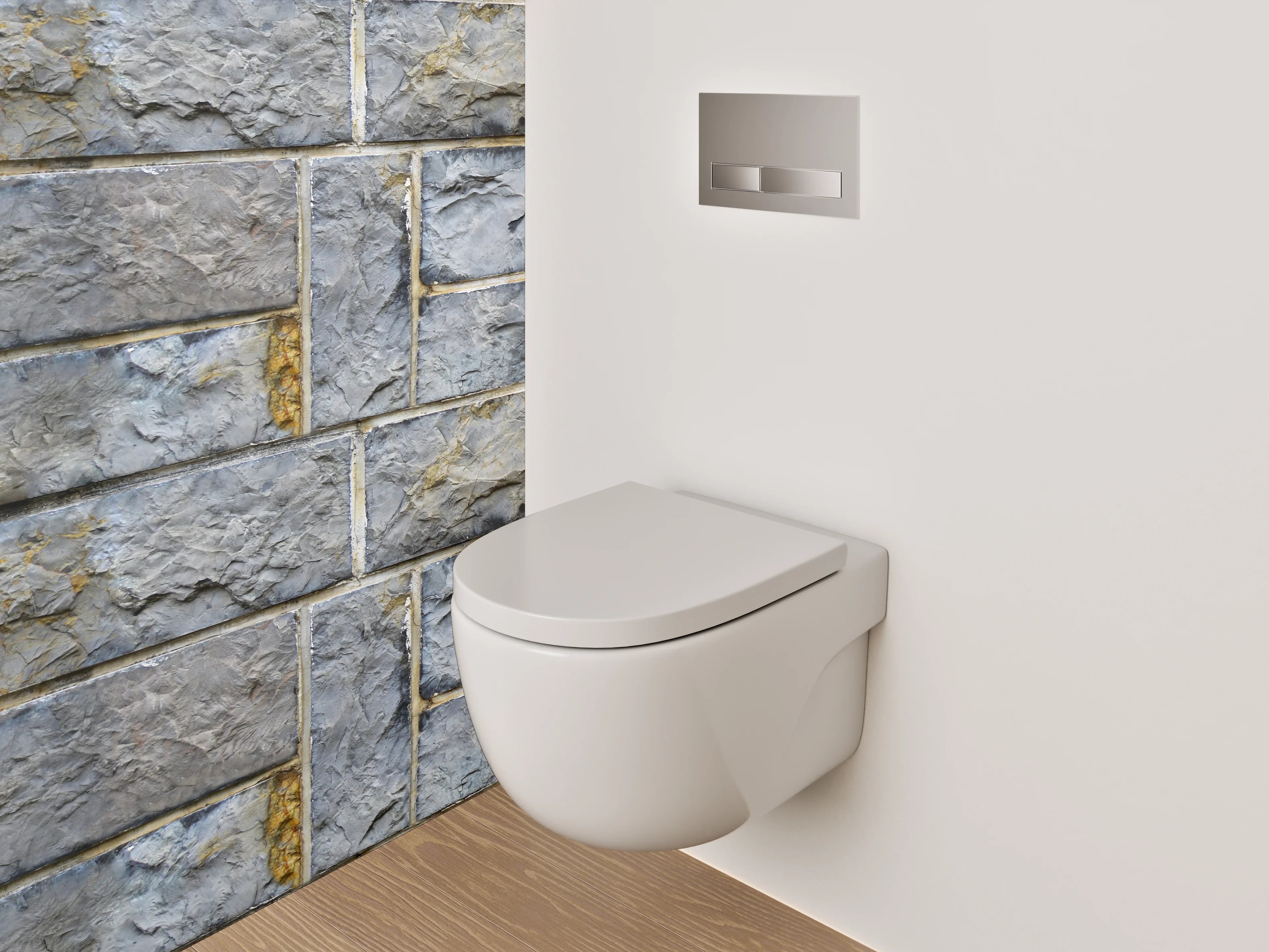 WC-Rückwand - Steinoptik Wandfliesen Grau-Blau