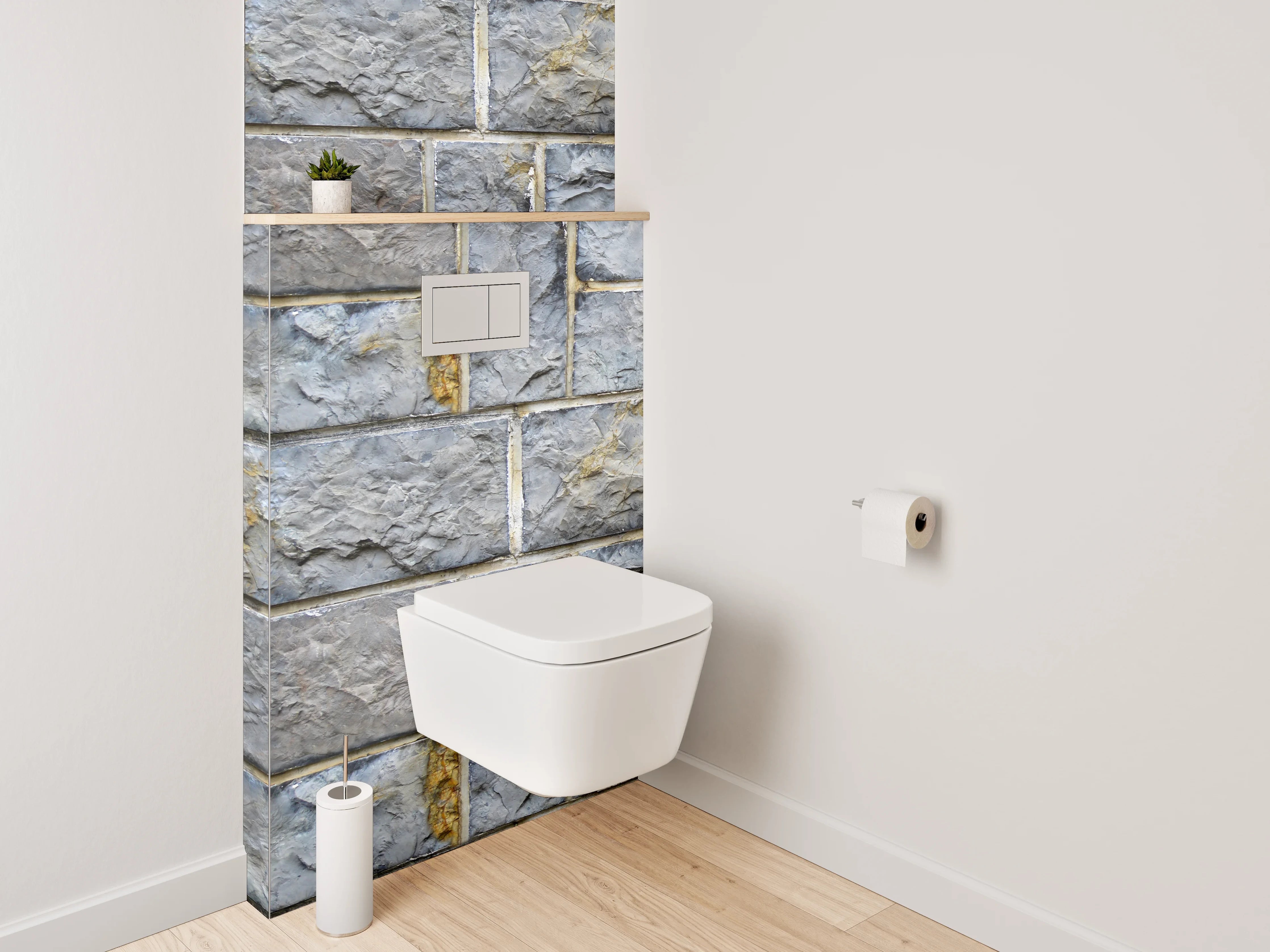 WC-Rückwand - Steinoptik Wandfliesen Grau-Blau