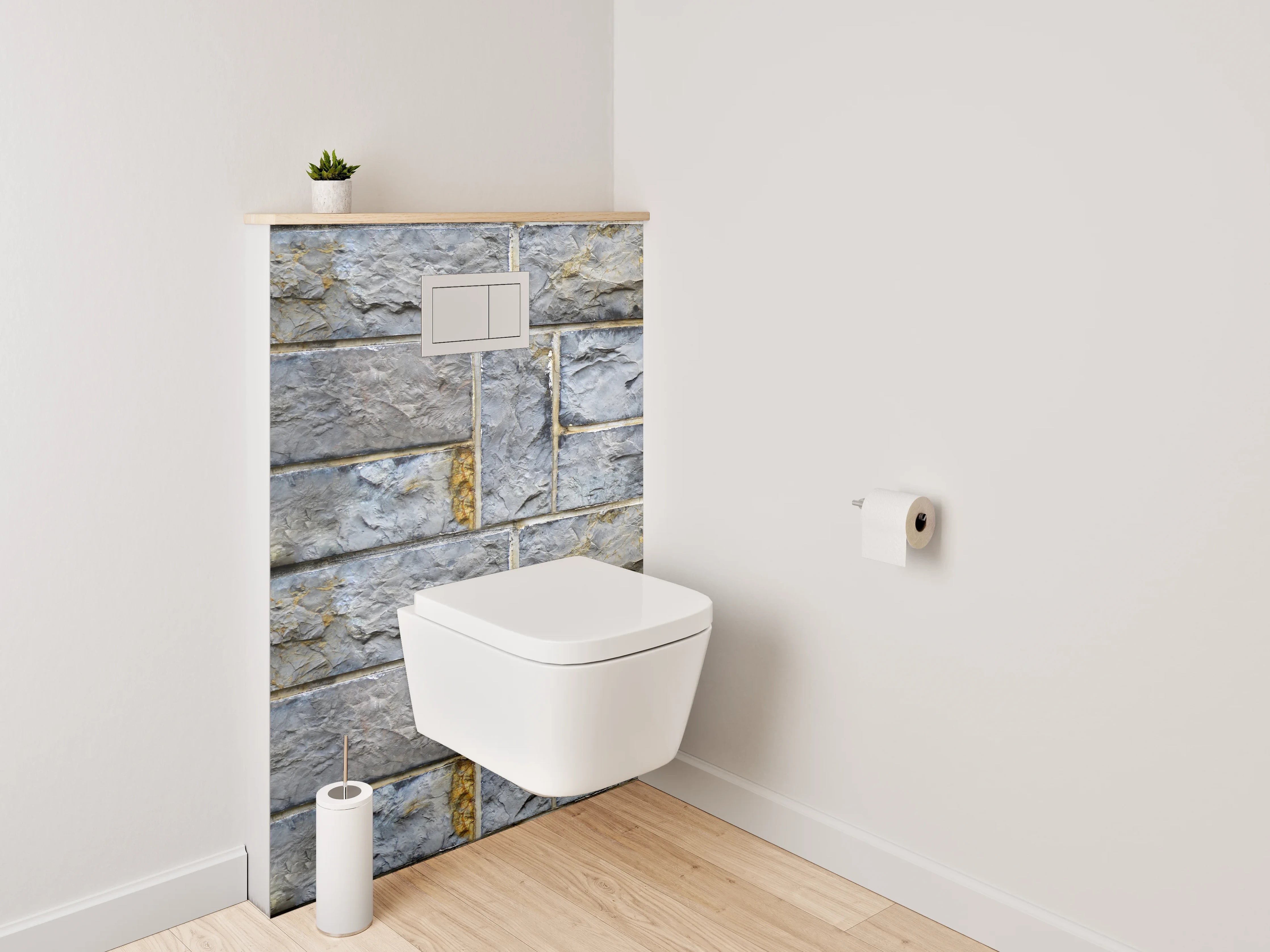 WC-Rückwand - Steinoptik Wandfliesen Grau-Blau