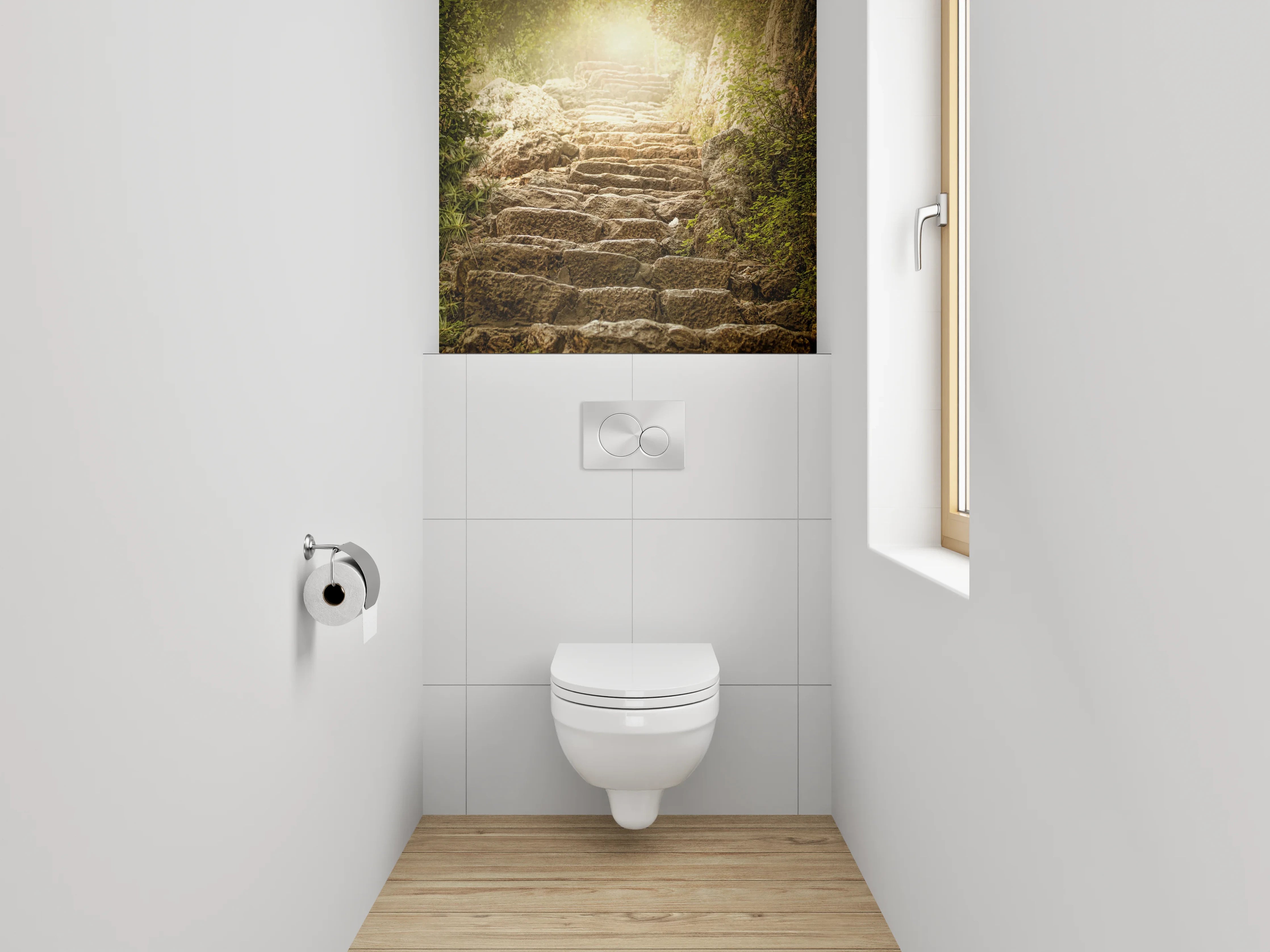 WC-Rückwand - Steintreppe im Sonnenlicht
